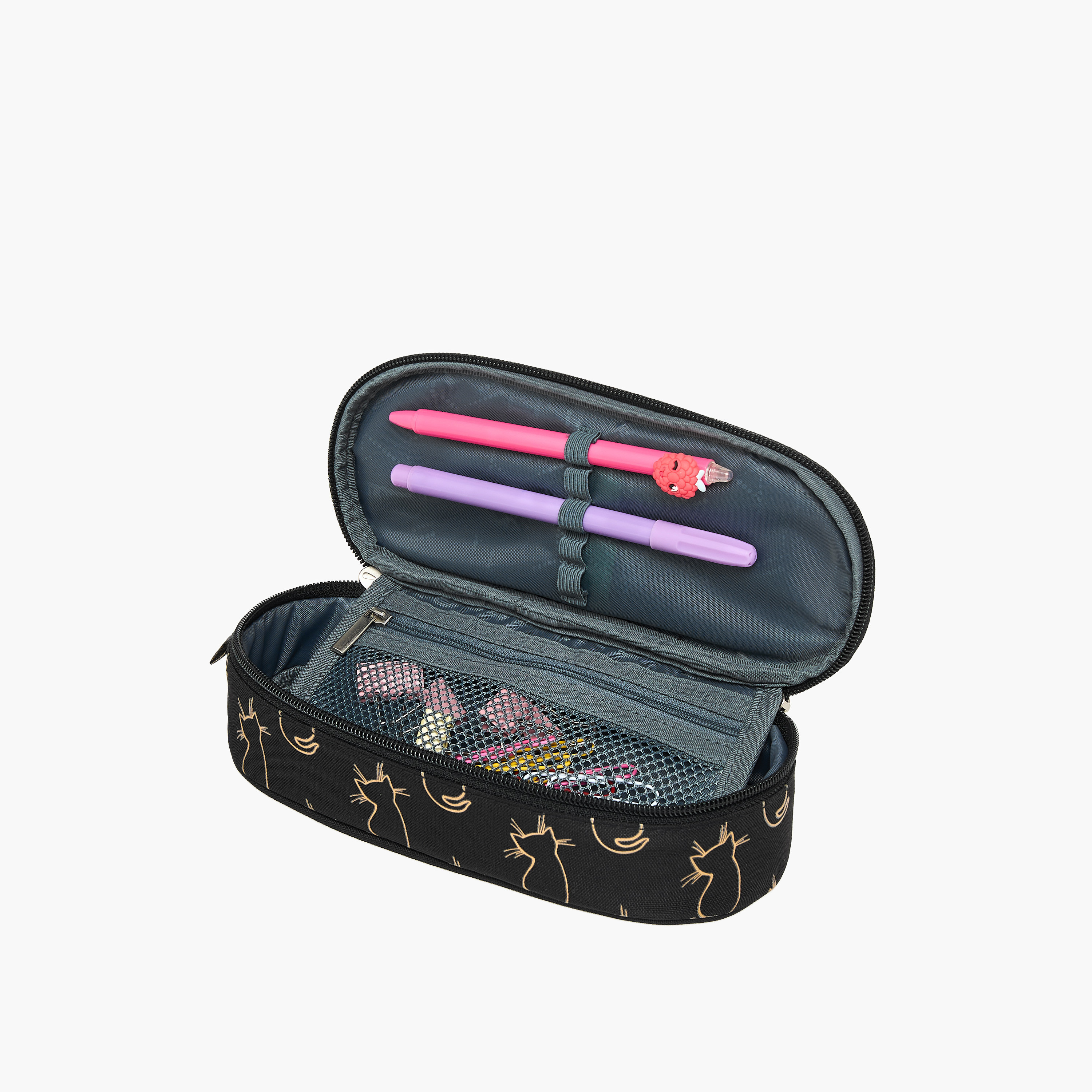 St.Right Cat Print Pencil Case with Zip Closure-school-stationery-pencilcases-image-5