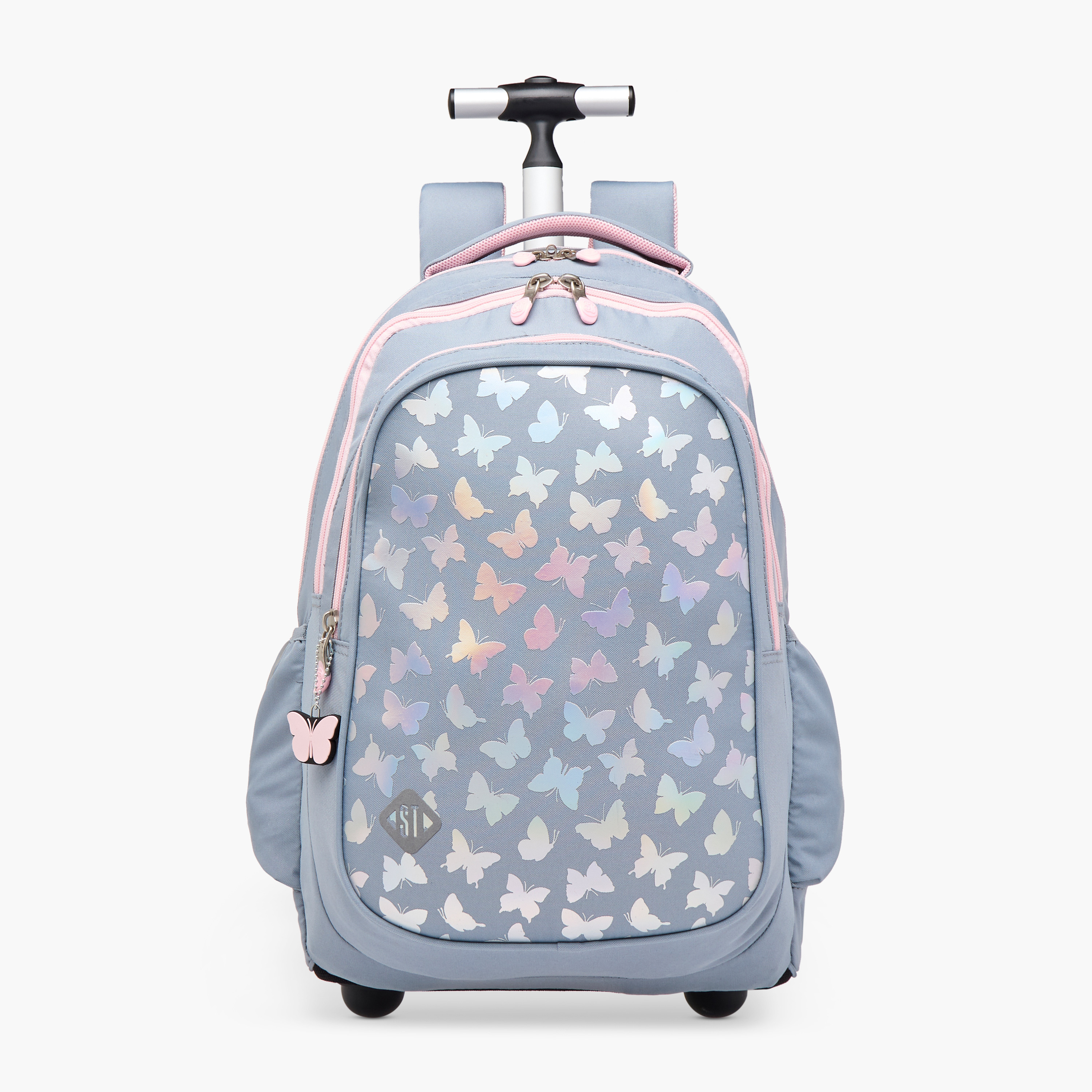 شنطة ترولي للبنات 8-13 سنة بمقبض قابل للسحب وتصميم فراشة من سانت رايت-school-bagsandbackpacks-trolleybags-image-1