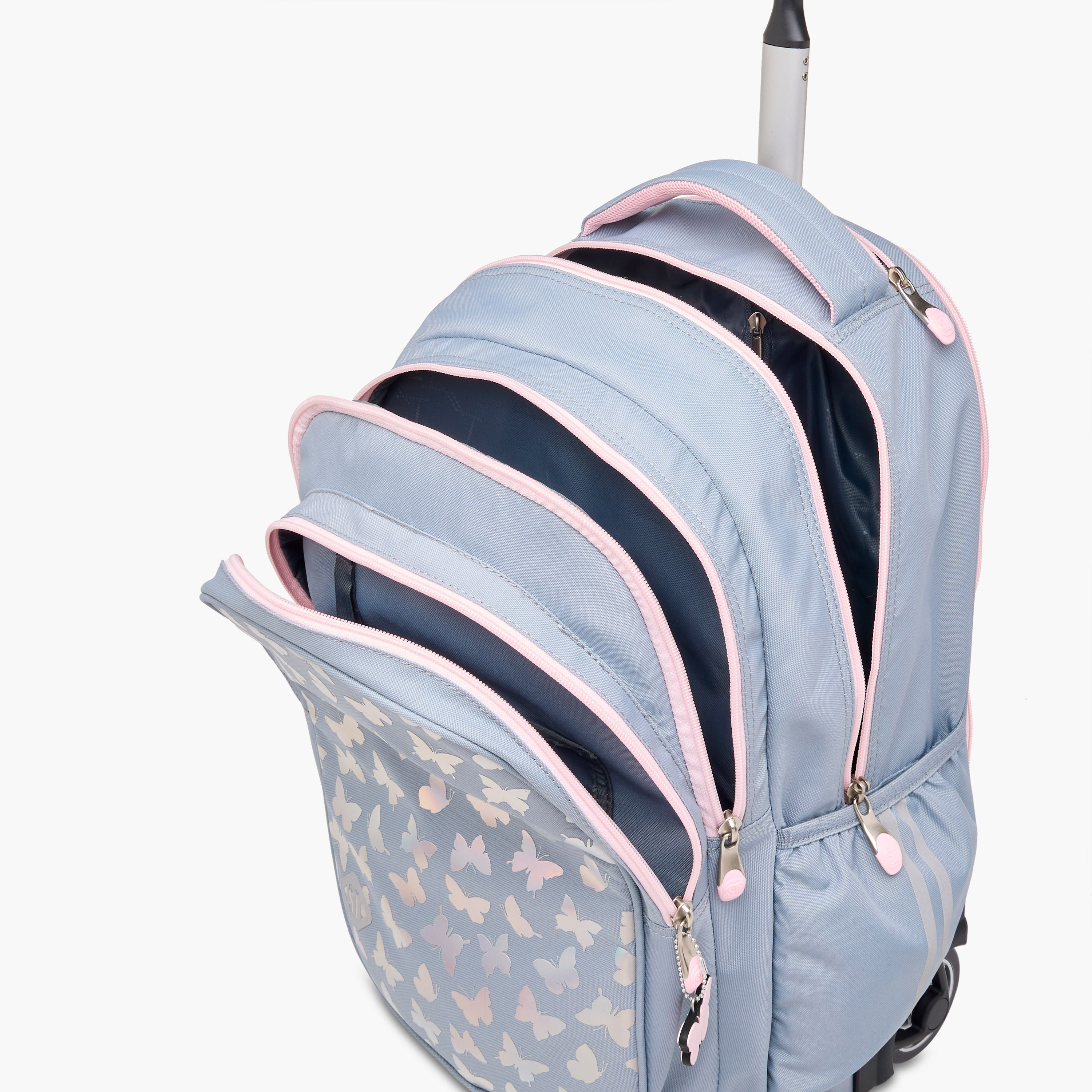 شنطة ترولي للبنات 8-13 سنة بمقبض قابل للسحب وتصميم فراشة من سانت رايت-school-bagsandbackpacks-trolleybags-image-14