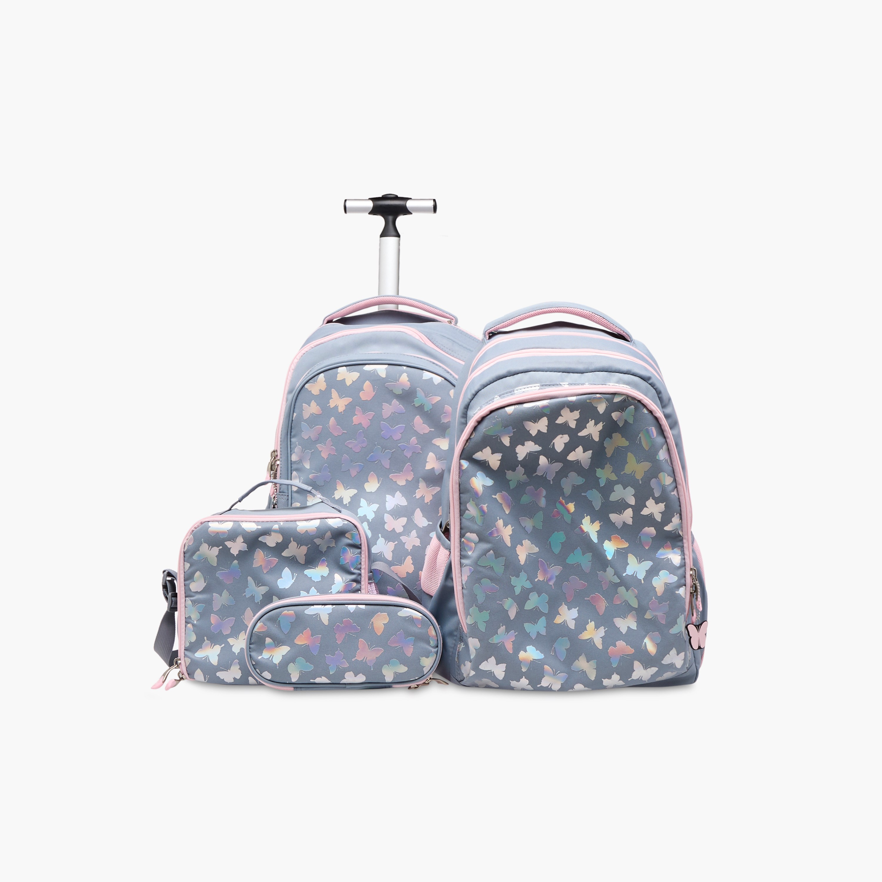 شنطة ترولي للبنات 8-13 سنة بمقبض قابل للسحب وتصميم فراشة من سانت رايت-school-bagsandbackpacks-trolleybags-image-16