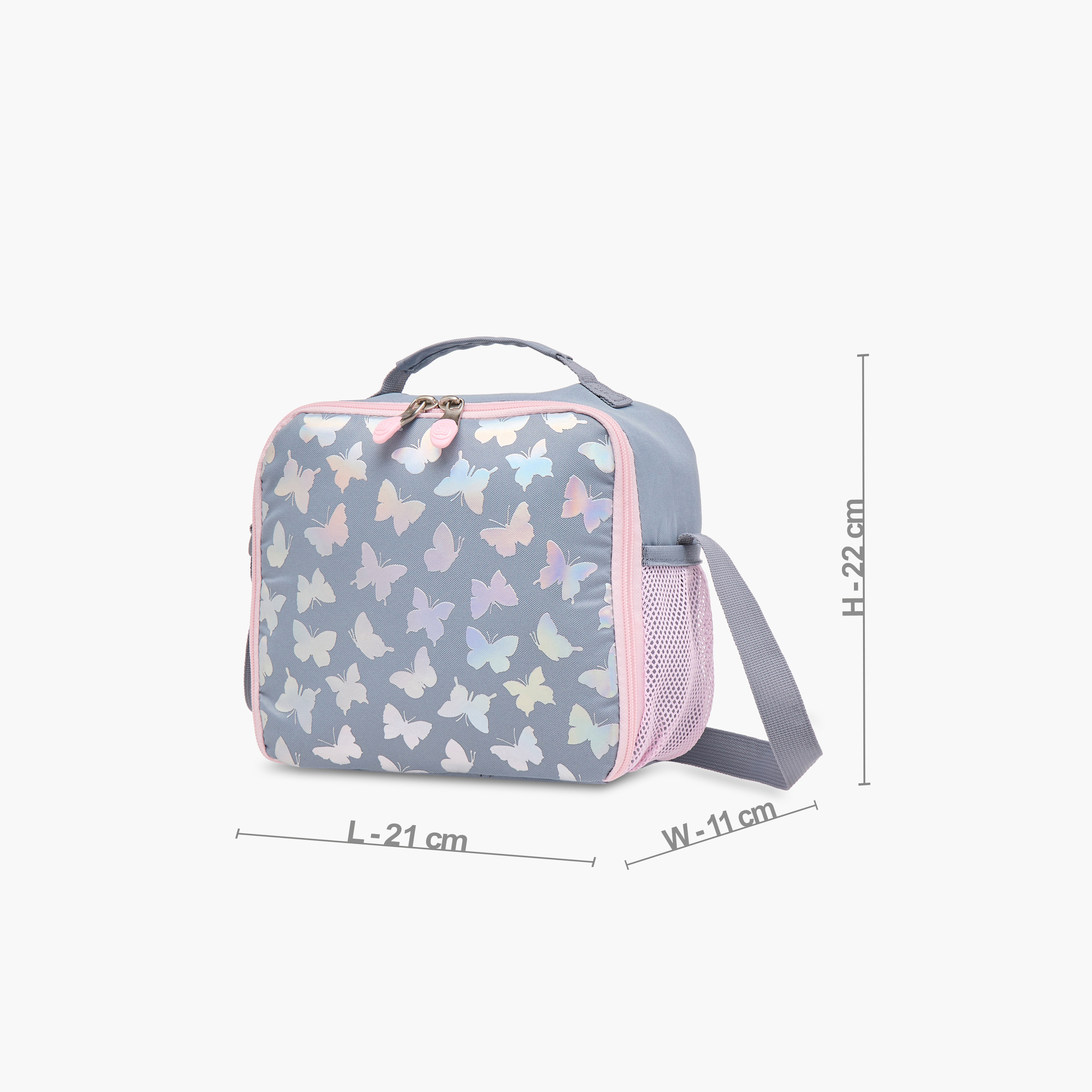 St.Right Butterfly Print Lunch Bag with Adjustable Strap and Zip Closure-school-lunchessentials-lunchbags-image-2