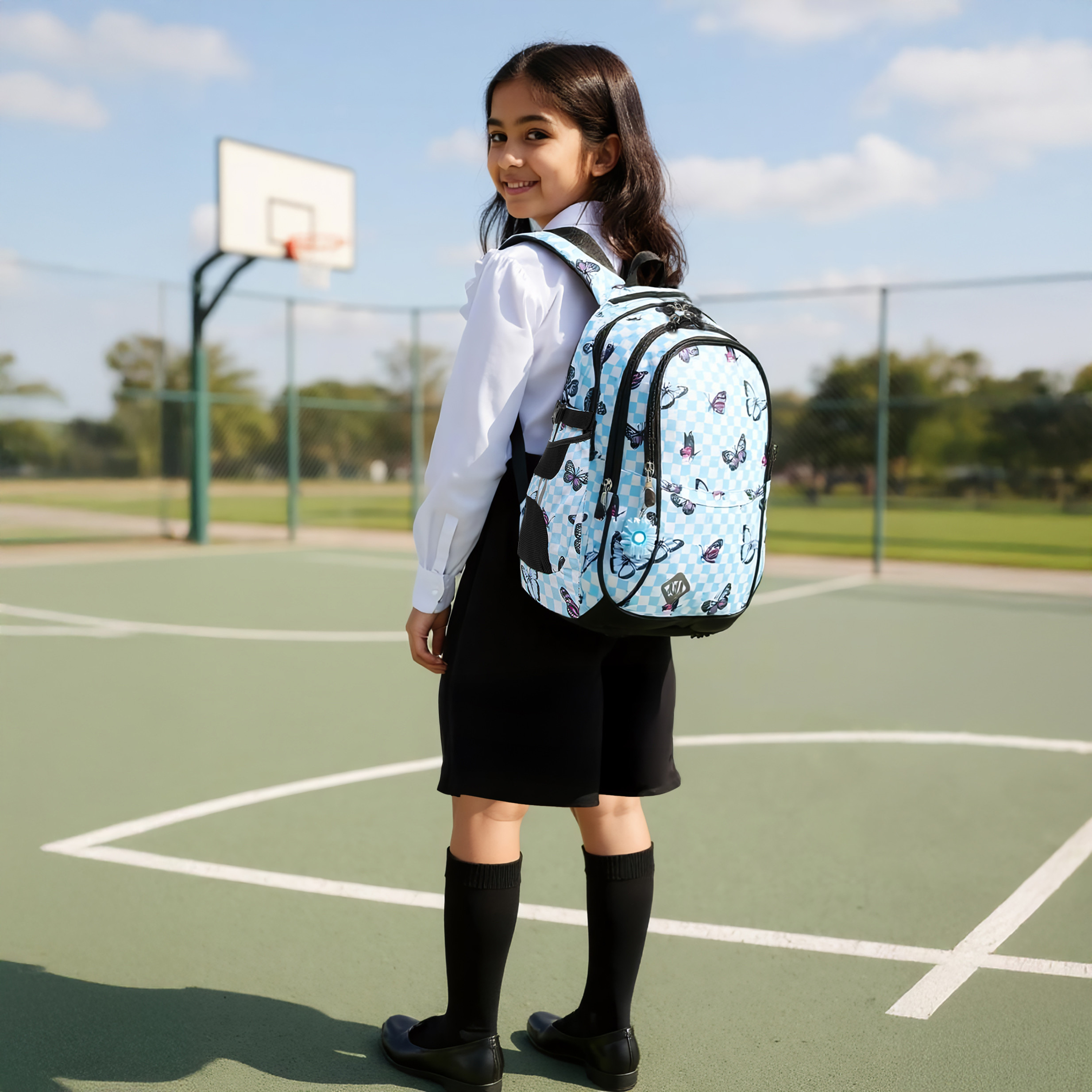 St.Right Butterfly Print 18-inch Backpack with Adjustable Shoulder Straps - 30x20x45 cms-promo_LS20_OMN-image-2