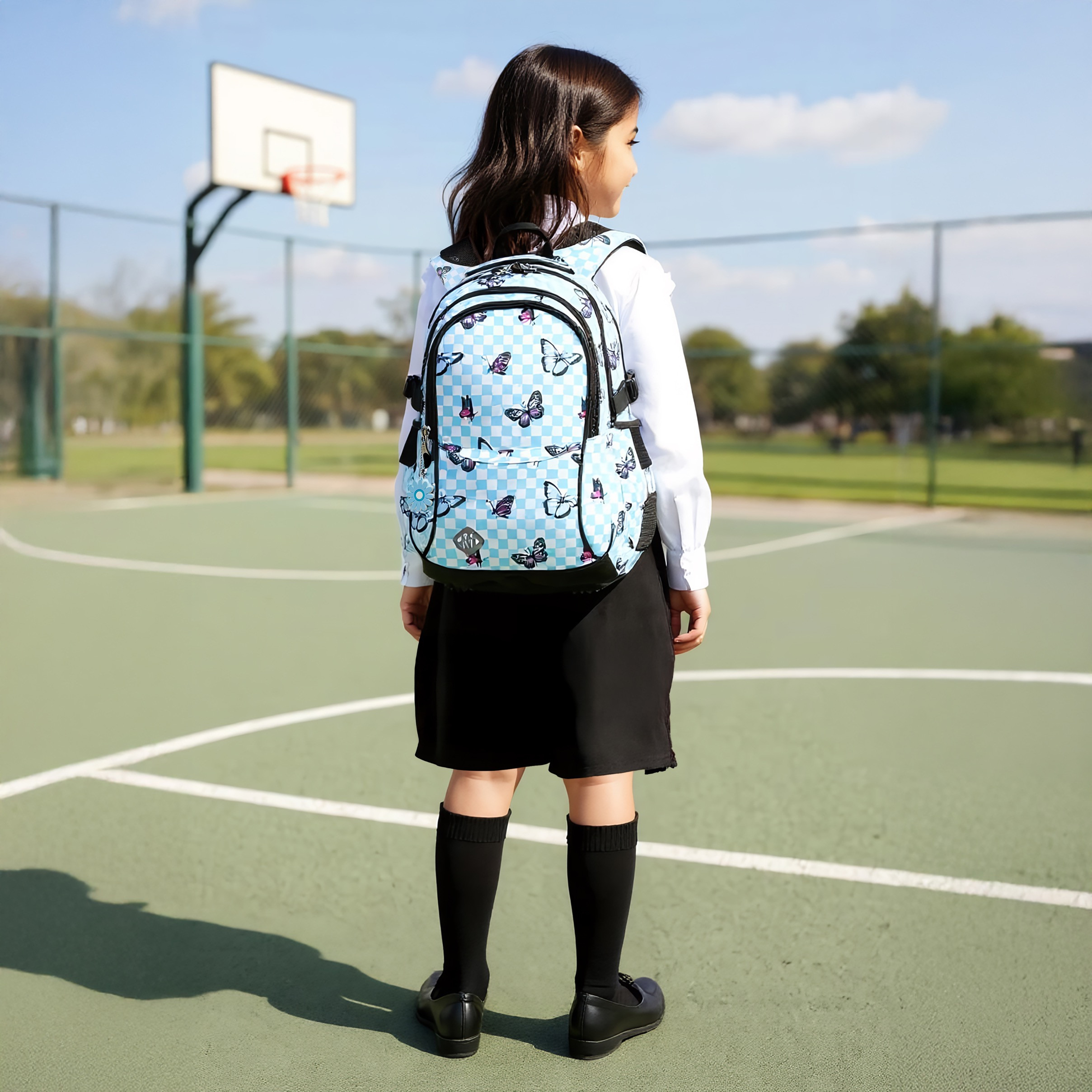 St.Right Butterfly Print 18-inch Backpack with Adjustable Shoulder Straps - 30x20x45 cms-promo_LS20_OMN-image-3