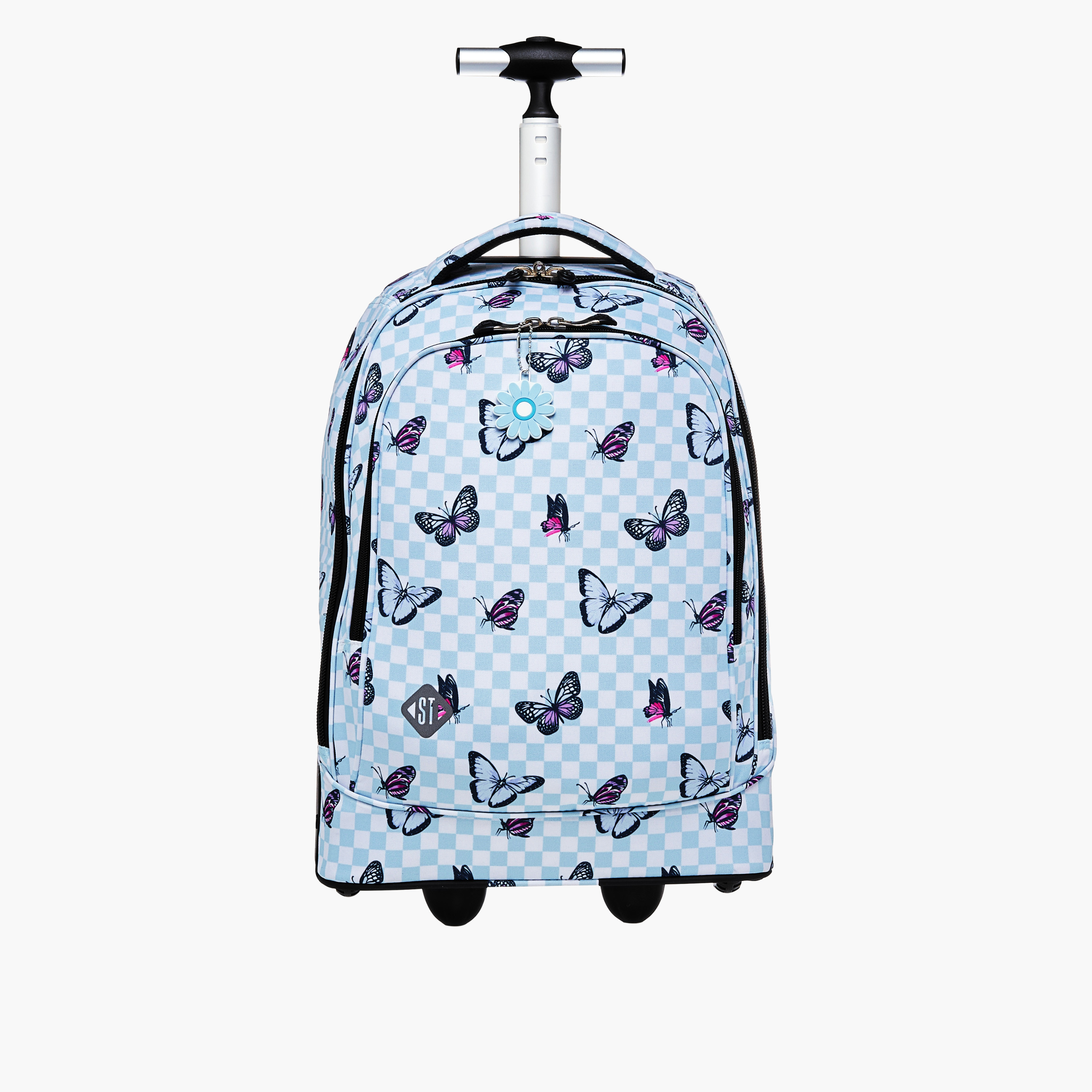 St.Right Butterfly Trolley Bag for Girls 8-13 Years with Retractable Handle -school-bagsandbackpacks-trolleybags-image-1
