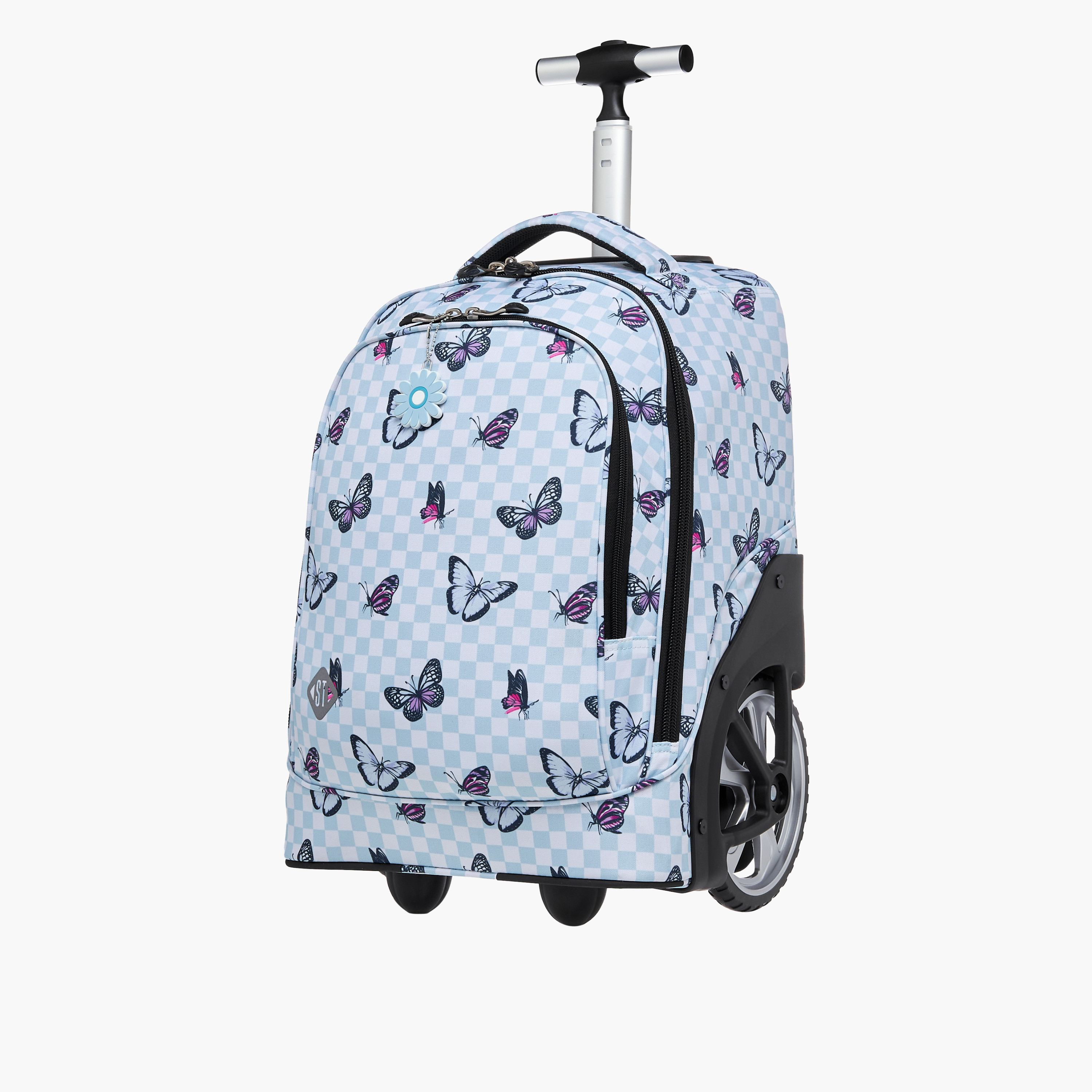 St.Right Butterfly Trolley Bag for Girls 8-13 Years with Retractable Handle -school-bagsandbackpacks-trolleybags-image-5