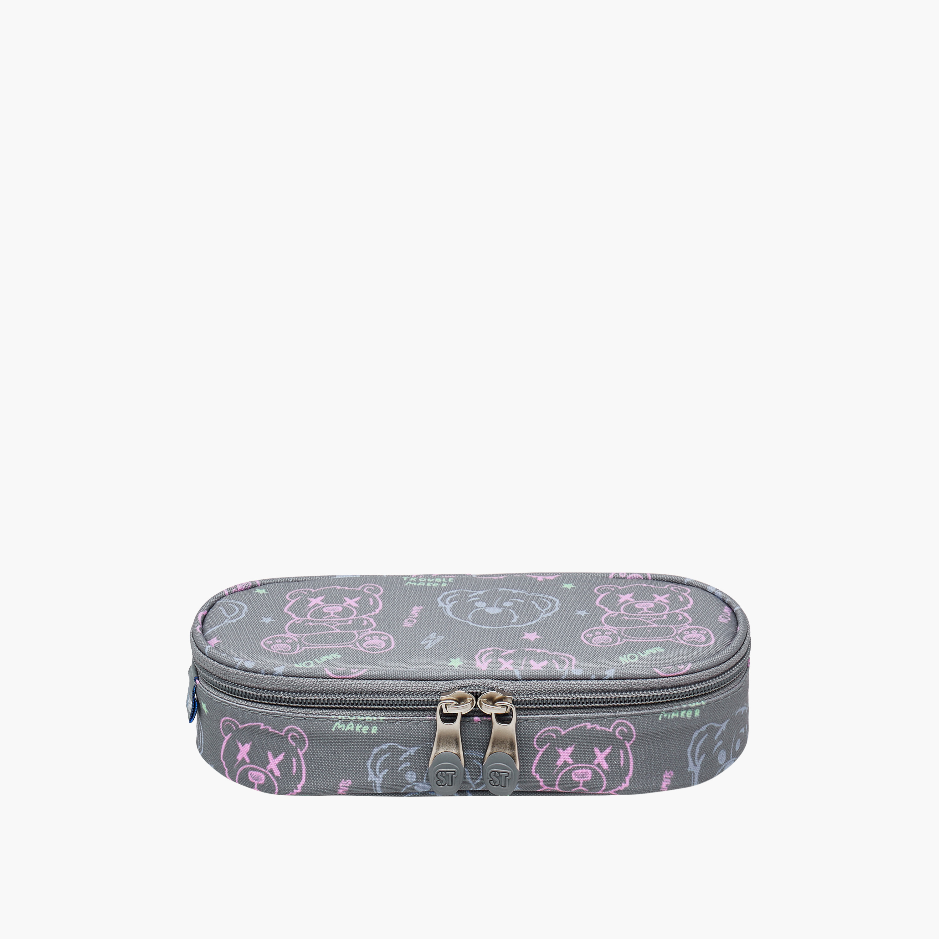 St.Right Bear Print Pencil Case with Zip Closure-school-stationery-pencilcases-image-1