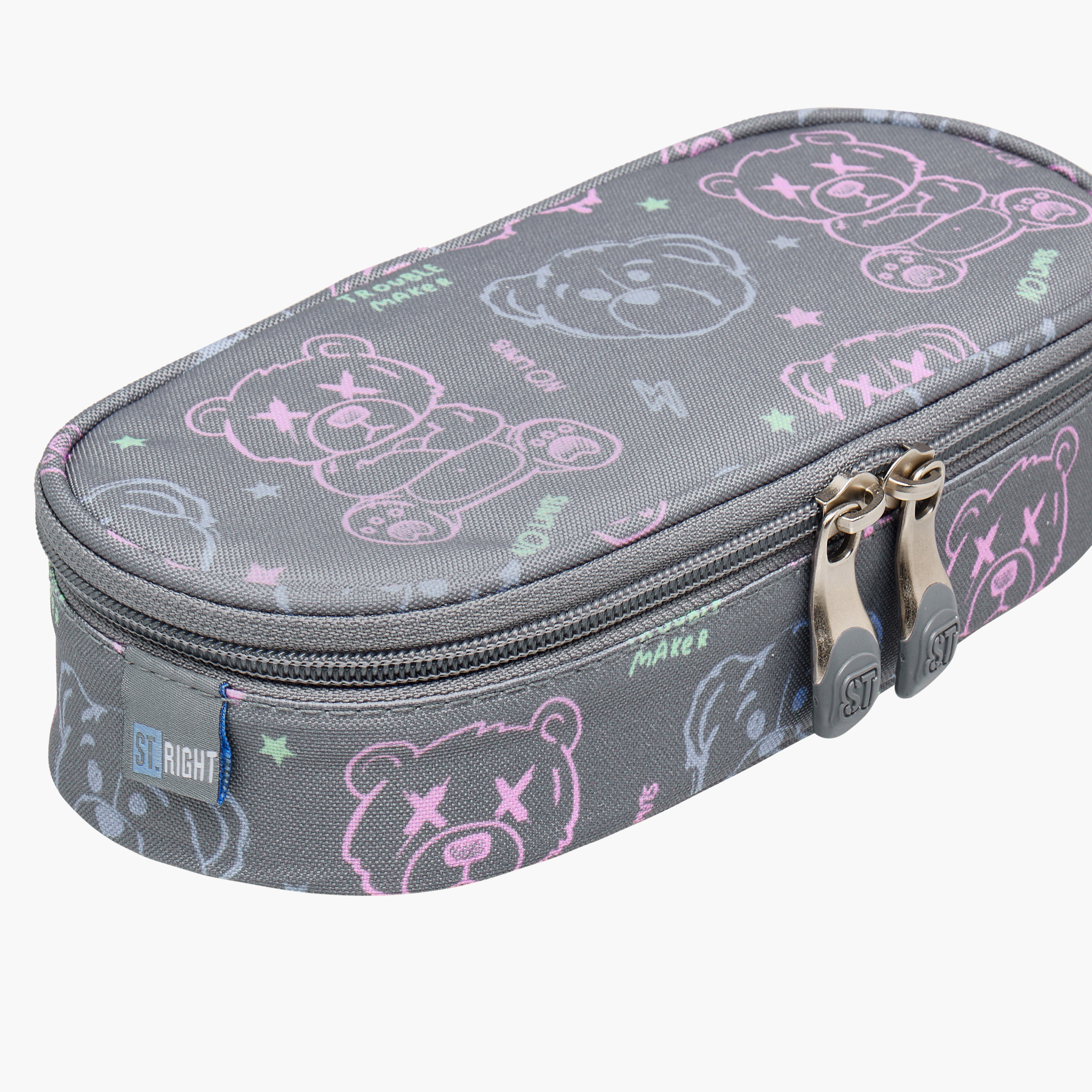 St.Right Bear Print Pencil Case with Zip Closure-school-stationery-pencilcases-image-4