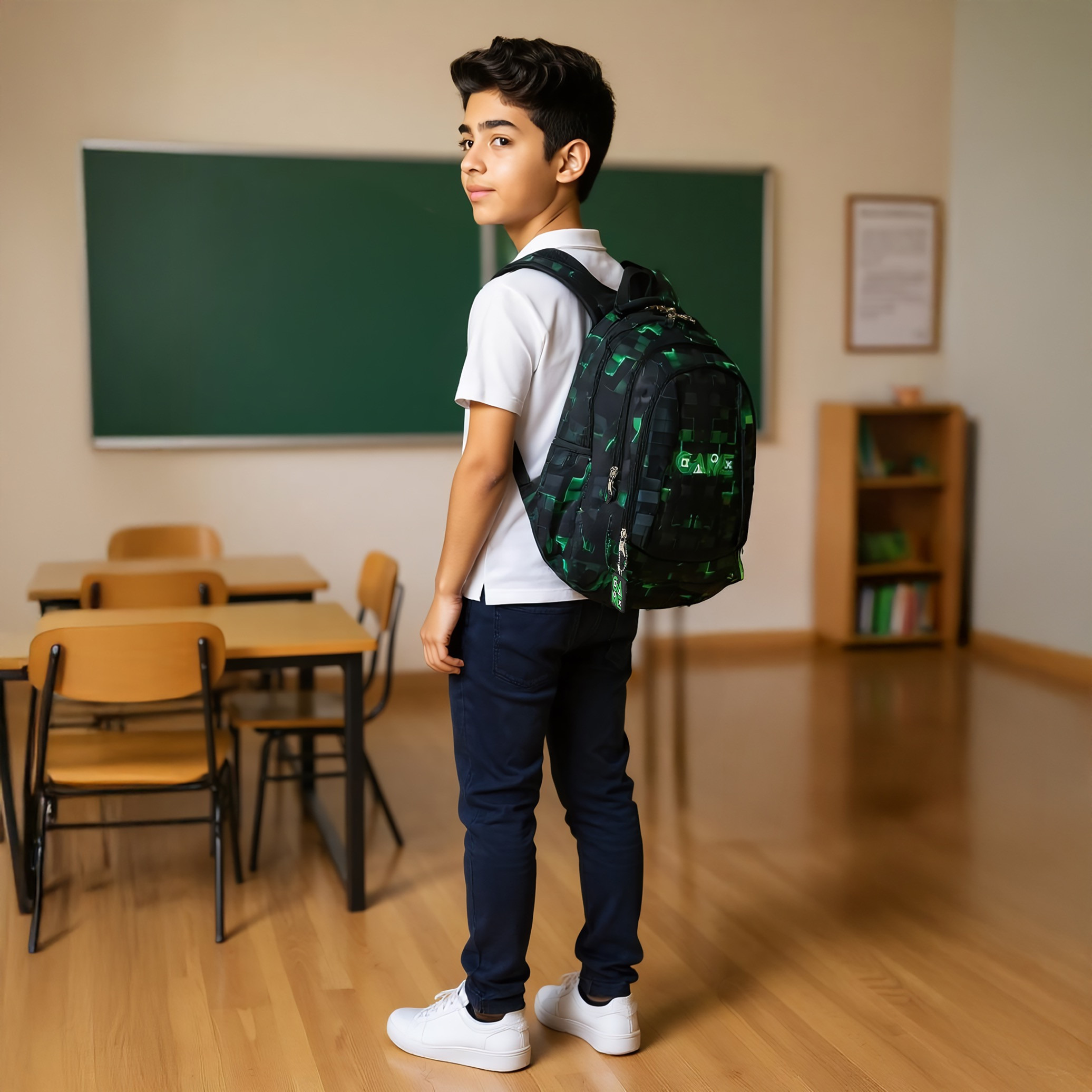 St.Right Pixel Game Print 18-inch Backpack with Adjustable Shoulder Straps - 30x20x45 cms-promo_LS20_OMN-image-2