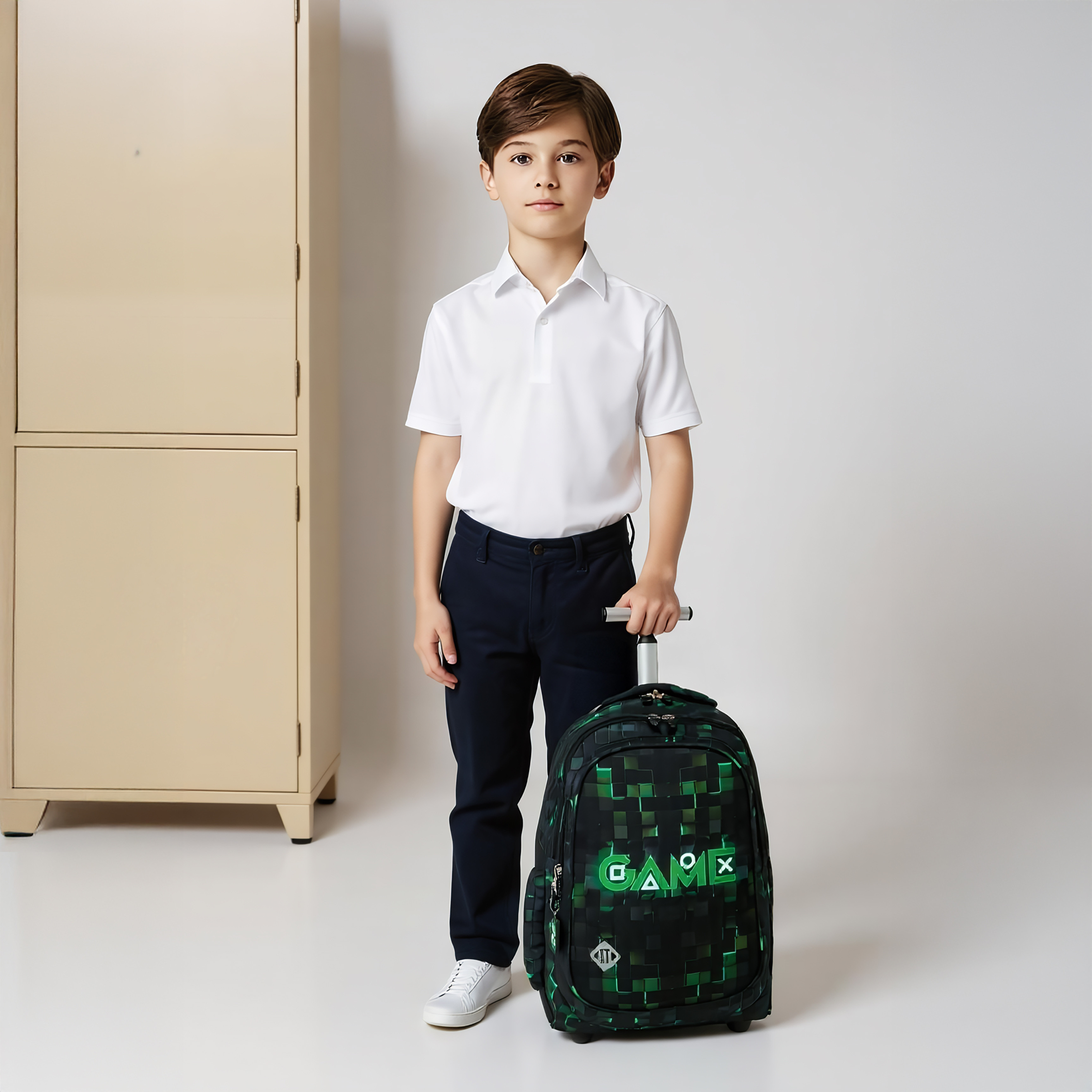 St.Right Gaming Trolley Bag for Boys 8-13 Years with Retractable Handle -school-bagsandbackpacks-trolleybags-image-2