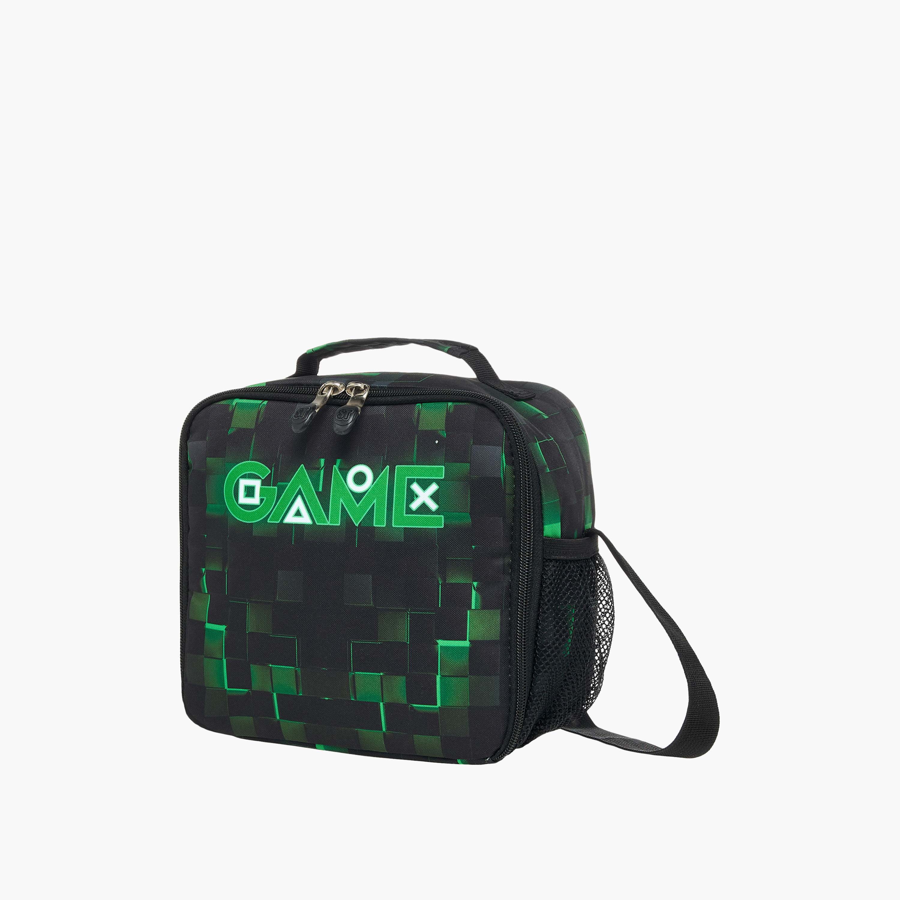 St.Right Pixel Game Print Lunch Bag with Zip Closure-school-lunchessentials-lunchbags-image-2