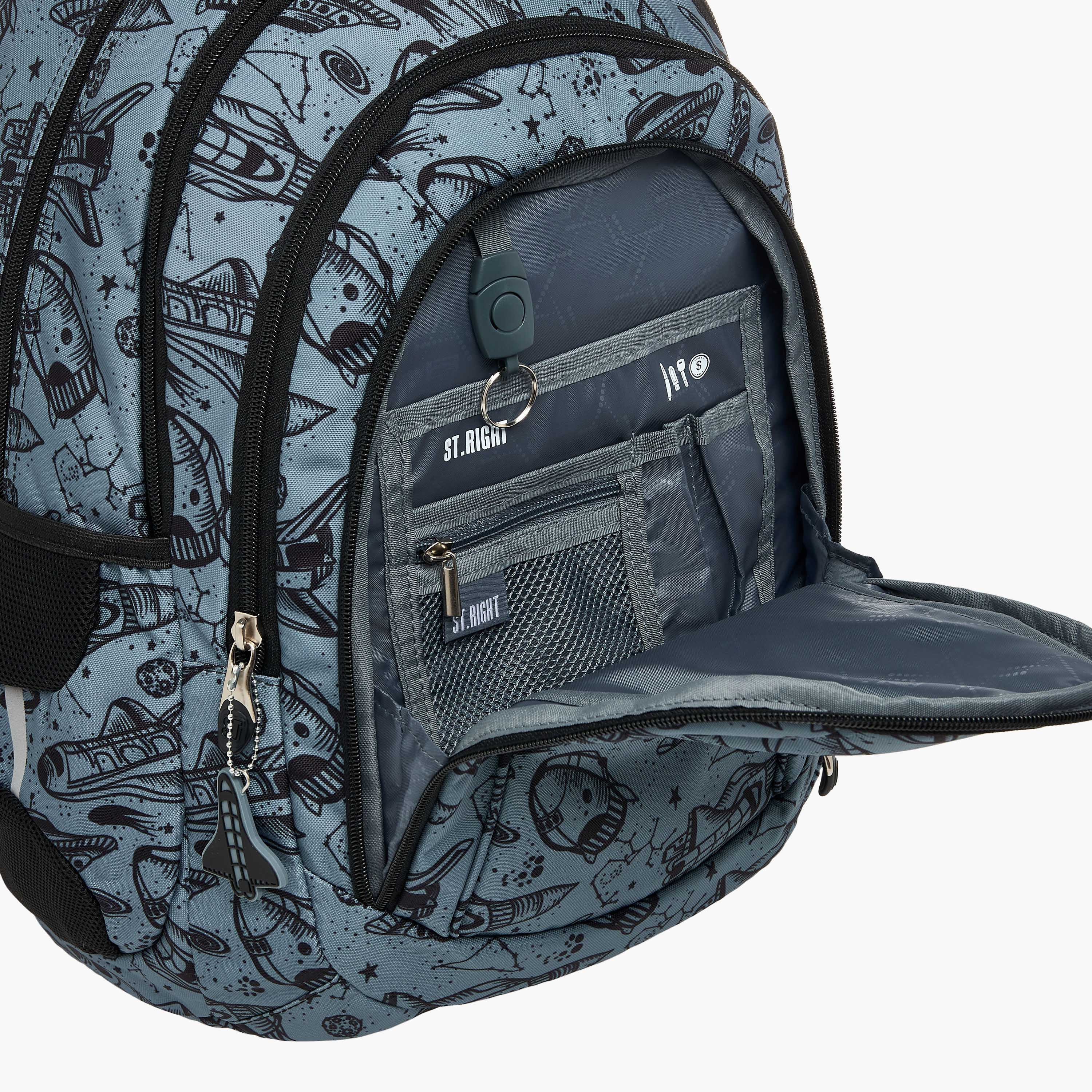 St.Right 18-inch Space Print Backpack with Adjustable Straps and Zip Closure - 30x20x45 cm-school-bagsandbackpacks-backpacks-image-8