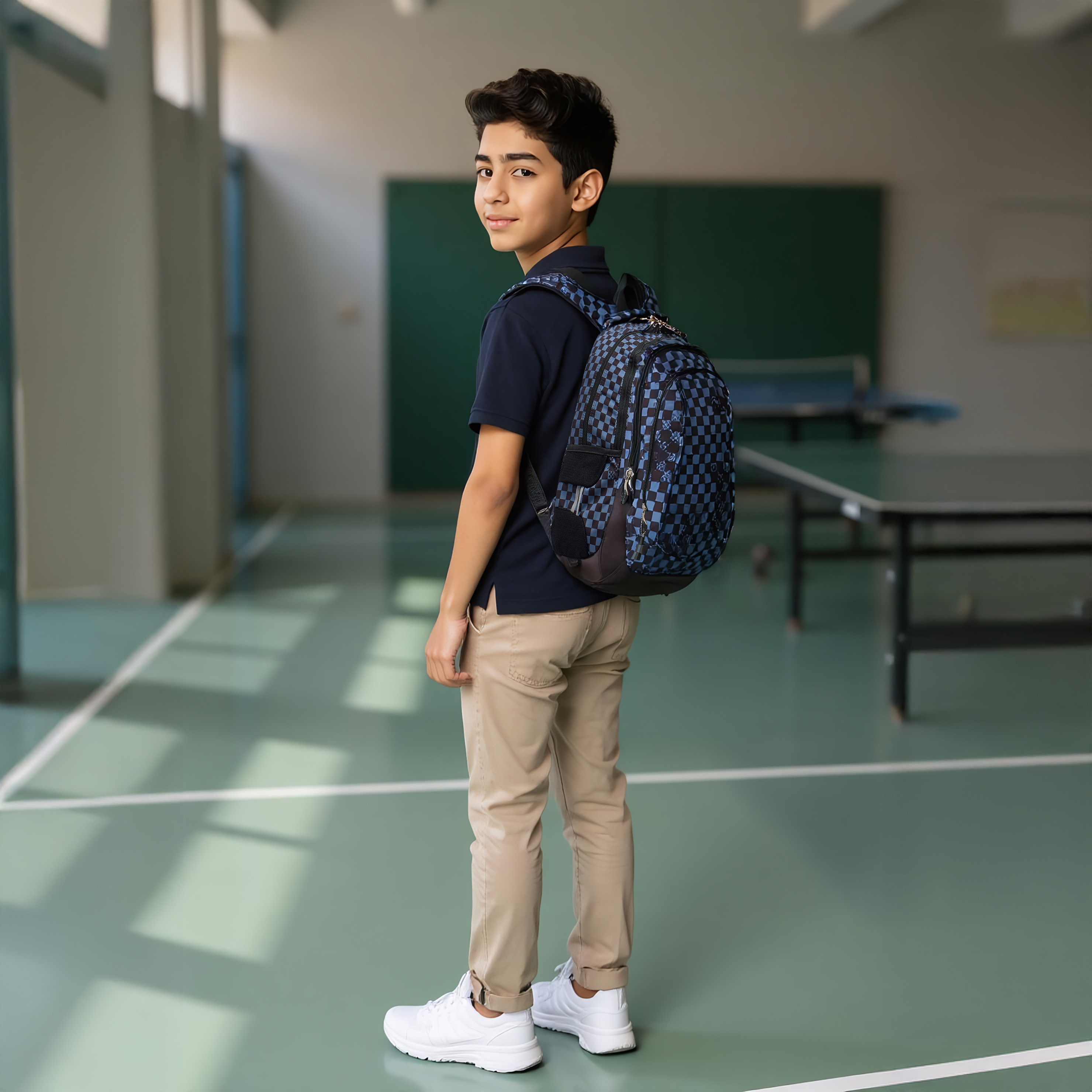 St.Right Checked 18-inch Backpack with Adjustable Straps and Zip Closure - 30x20x45 cms-school-bagsandbackpacks-backpacks-image-2