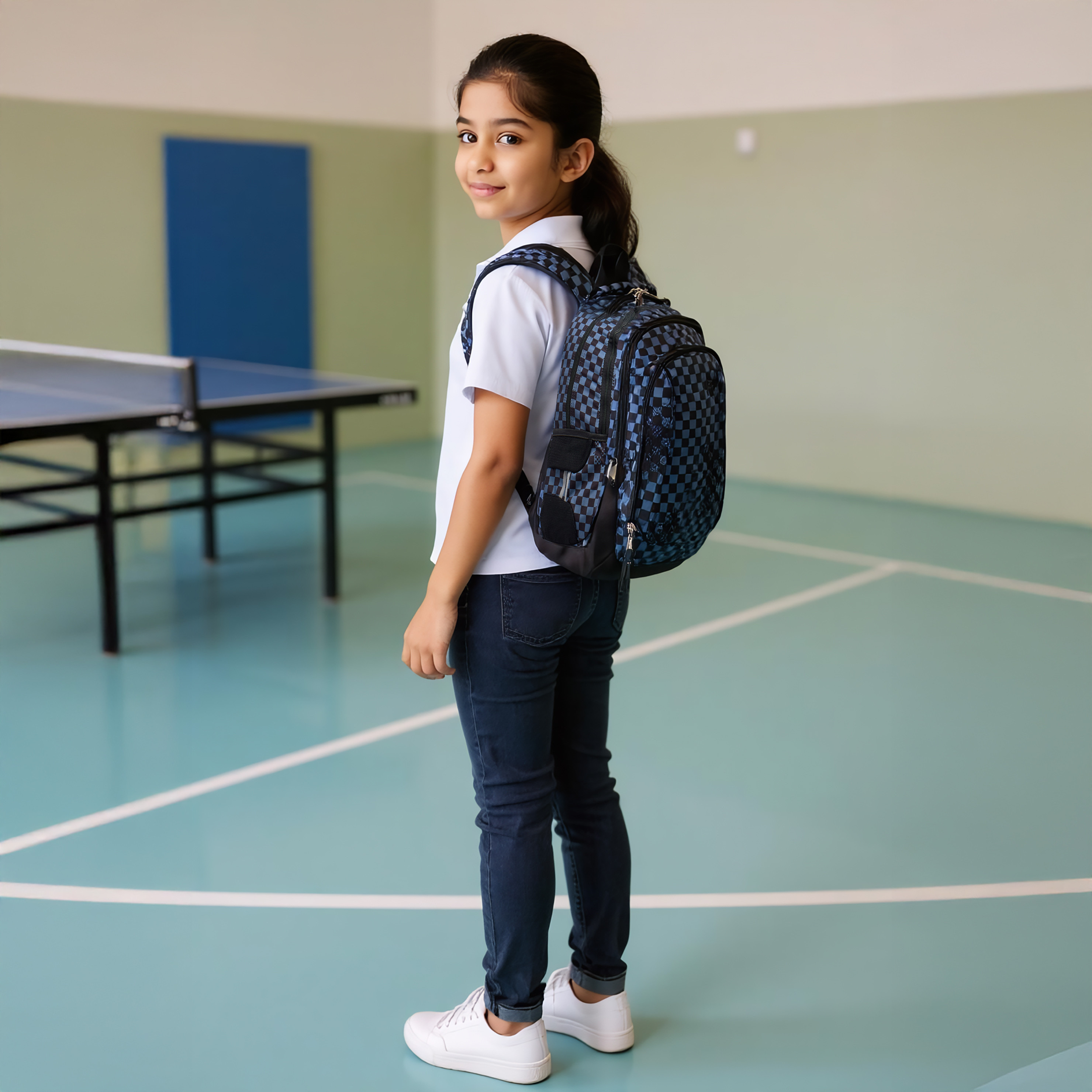 St.Right Checked 18-inch Backpack with Adjustable Straps and Zip Closure - 30x20x45 cms-school-bagsandbackpacks-backpacks-image-3