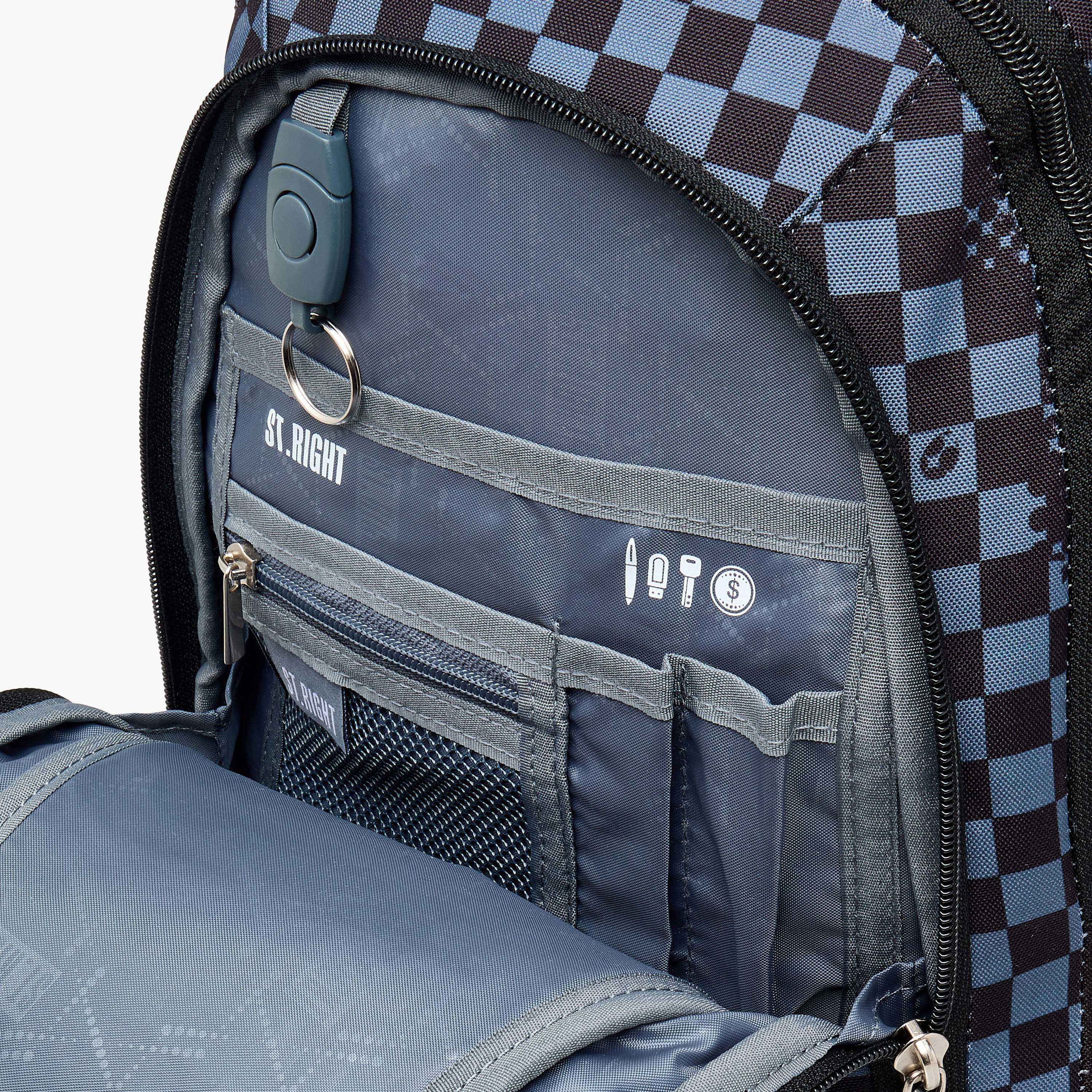 St.Right Checked 18-inch Backpack with Adjustable Straps and Zip Closure - 30x20x45 cms-school-bagsandbackpacks-backpacks-image-9