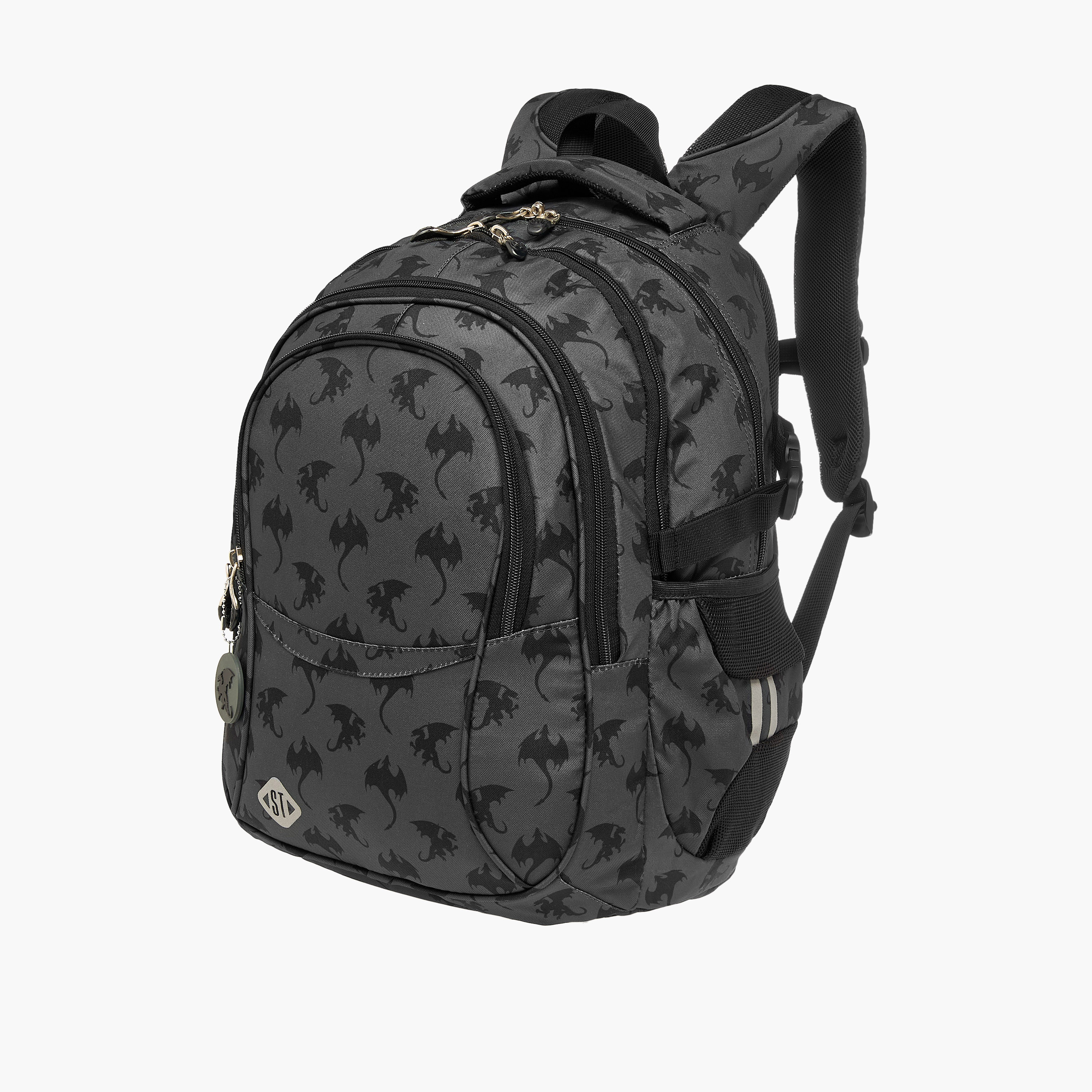 St.Right Dragon Print 18-inch Backpack with Adjustable Shoulder Straps - 30x20x45 cms-promo_LS20_OMN-image-4