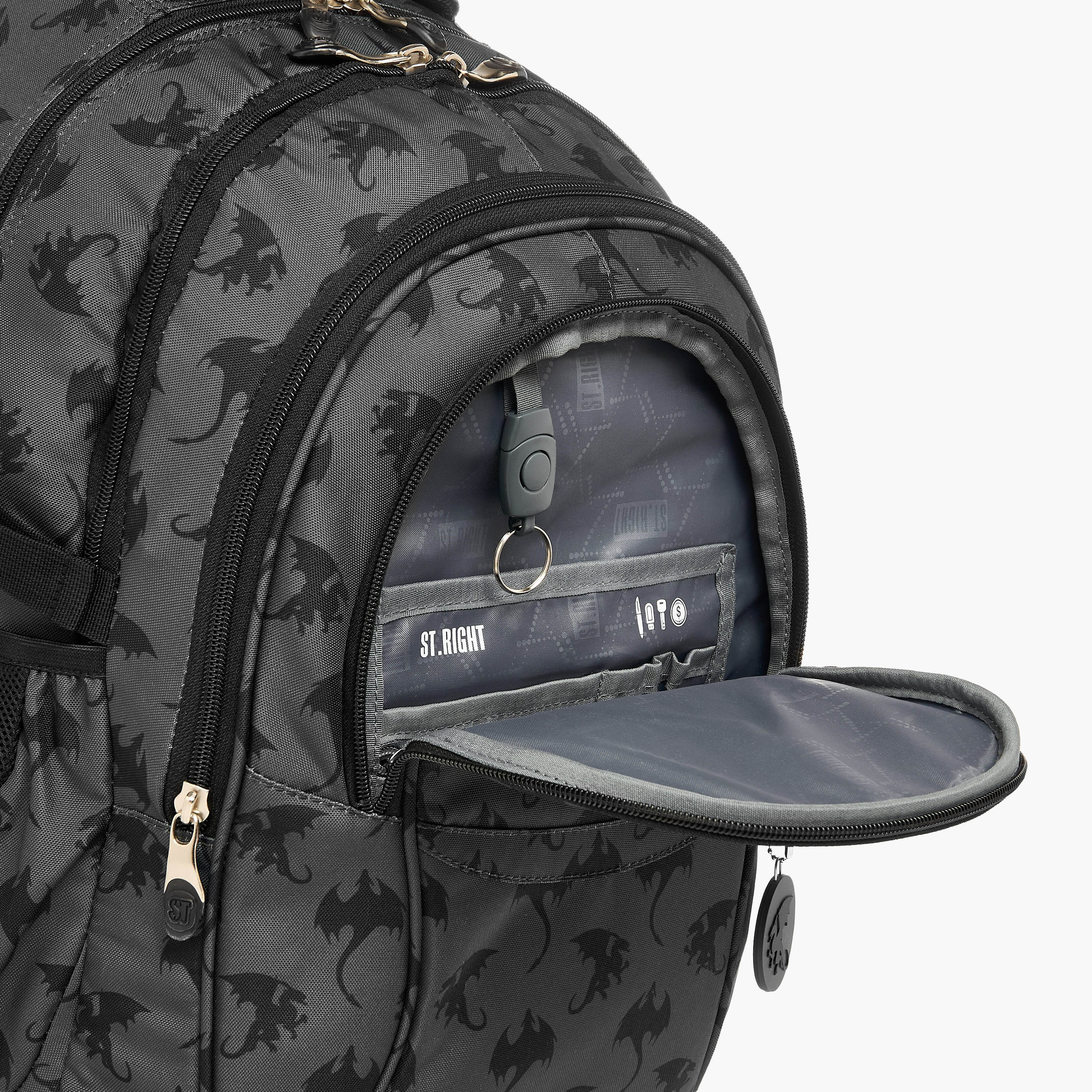 St.Right Dragon Print 18-inch Backpack with Adjustable Shoulder Straps - 30x20x45 cms-promo_LS20_OMN-image-10