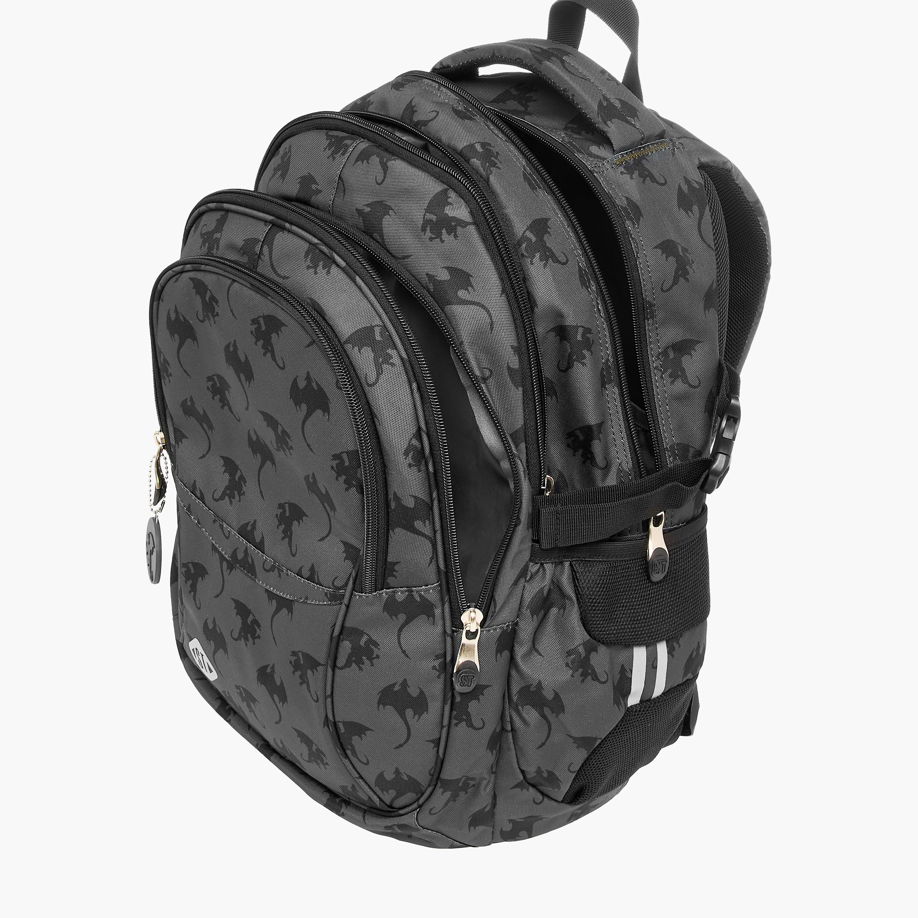 St.Right Dragon Print 18-inch Backpack with Adjustable Shoulder Straps - 30x20x45 cms-promo_LS20_OMN-image-11