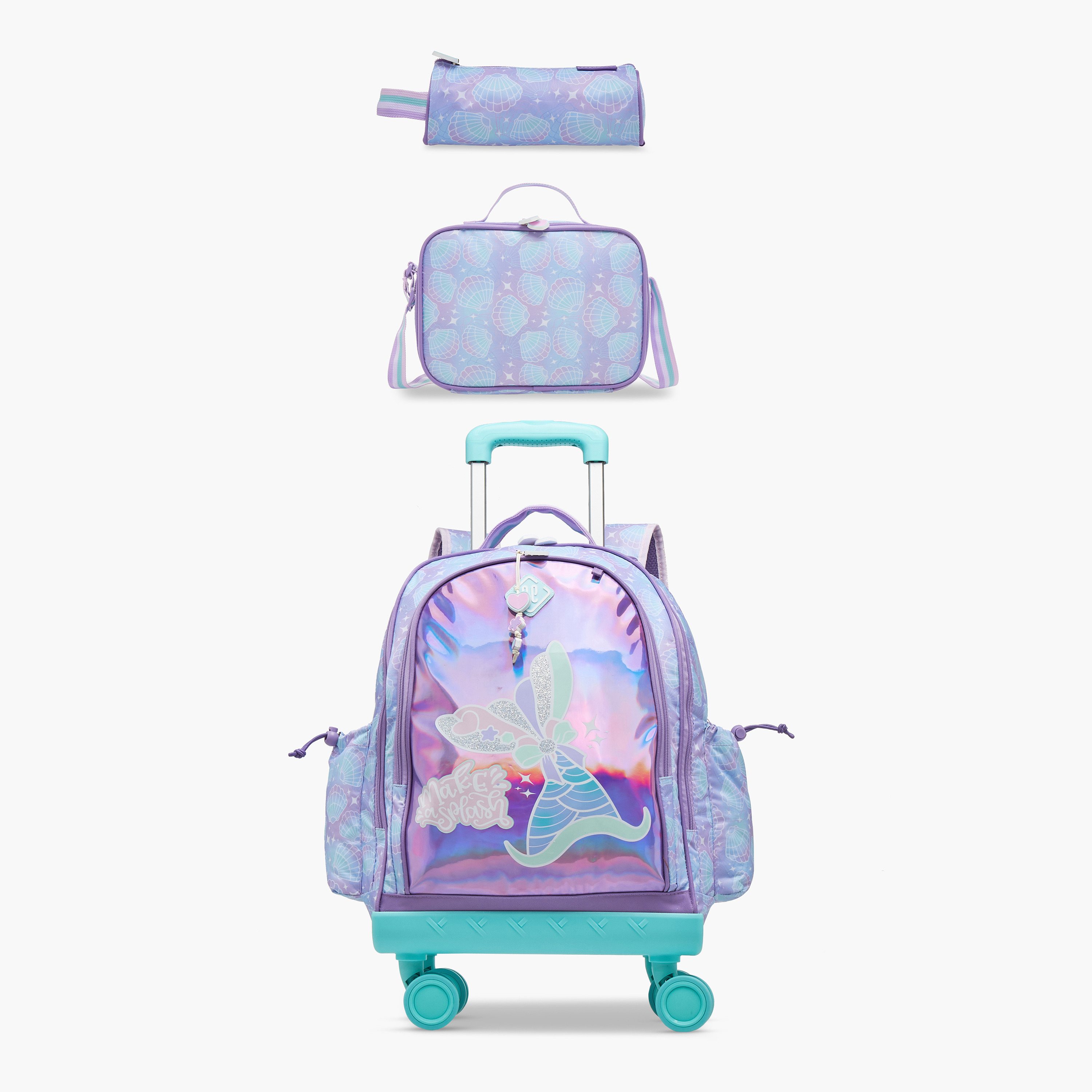New Expressions Mermaid 3-Piece School Trolley Bag Set for Girls 8-13 Years with Lunch Bag and Pencil Pouch -promo_LS20_OMN-image-1
