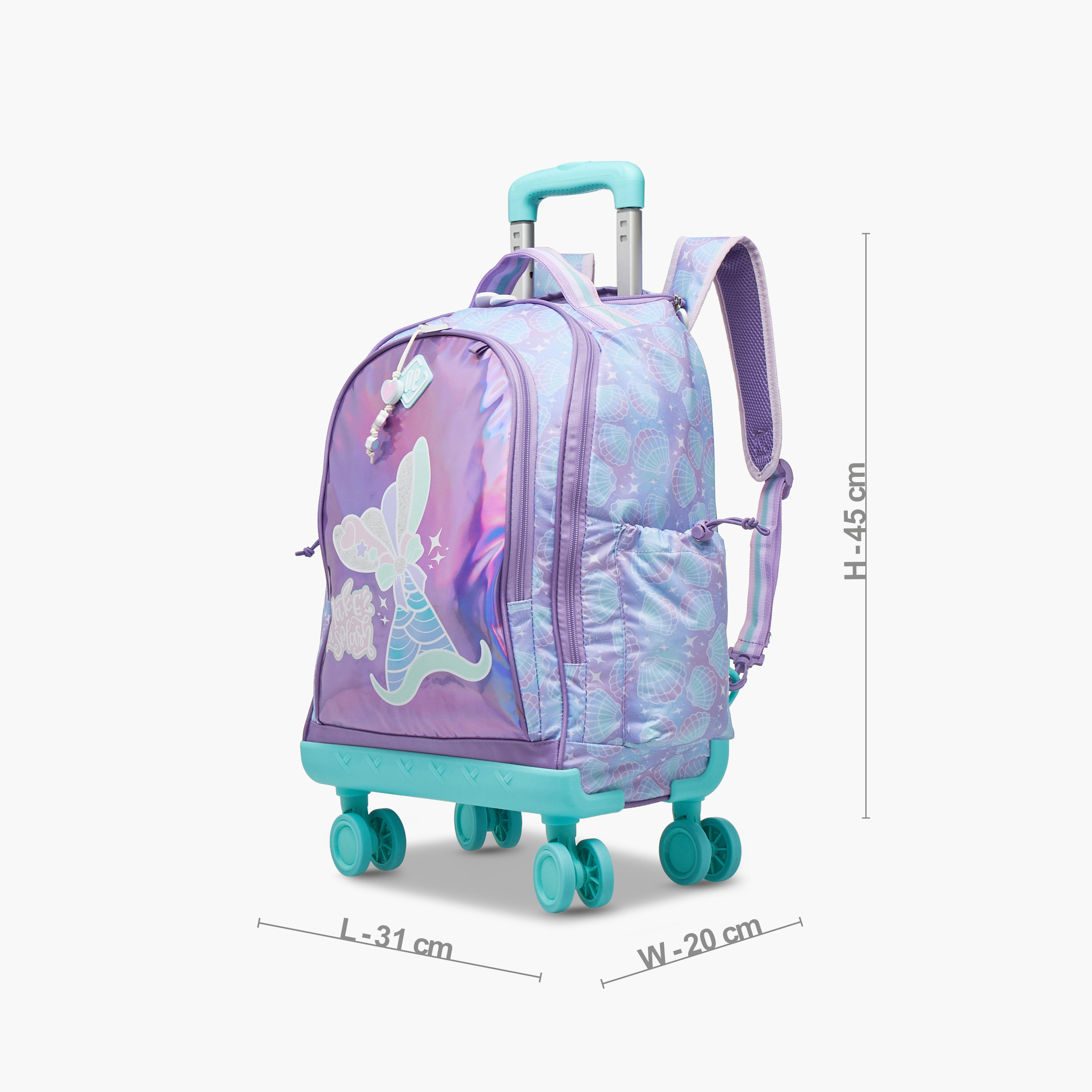 New Expressions Mermaid 3-Piece School Trolley Bag Set for Girls 8-13 Years with Lunch Bag and Pencil Pouch -promo_LS20_OMN-image-3
