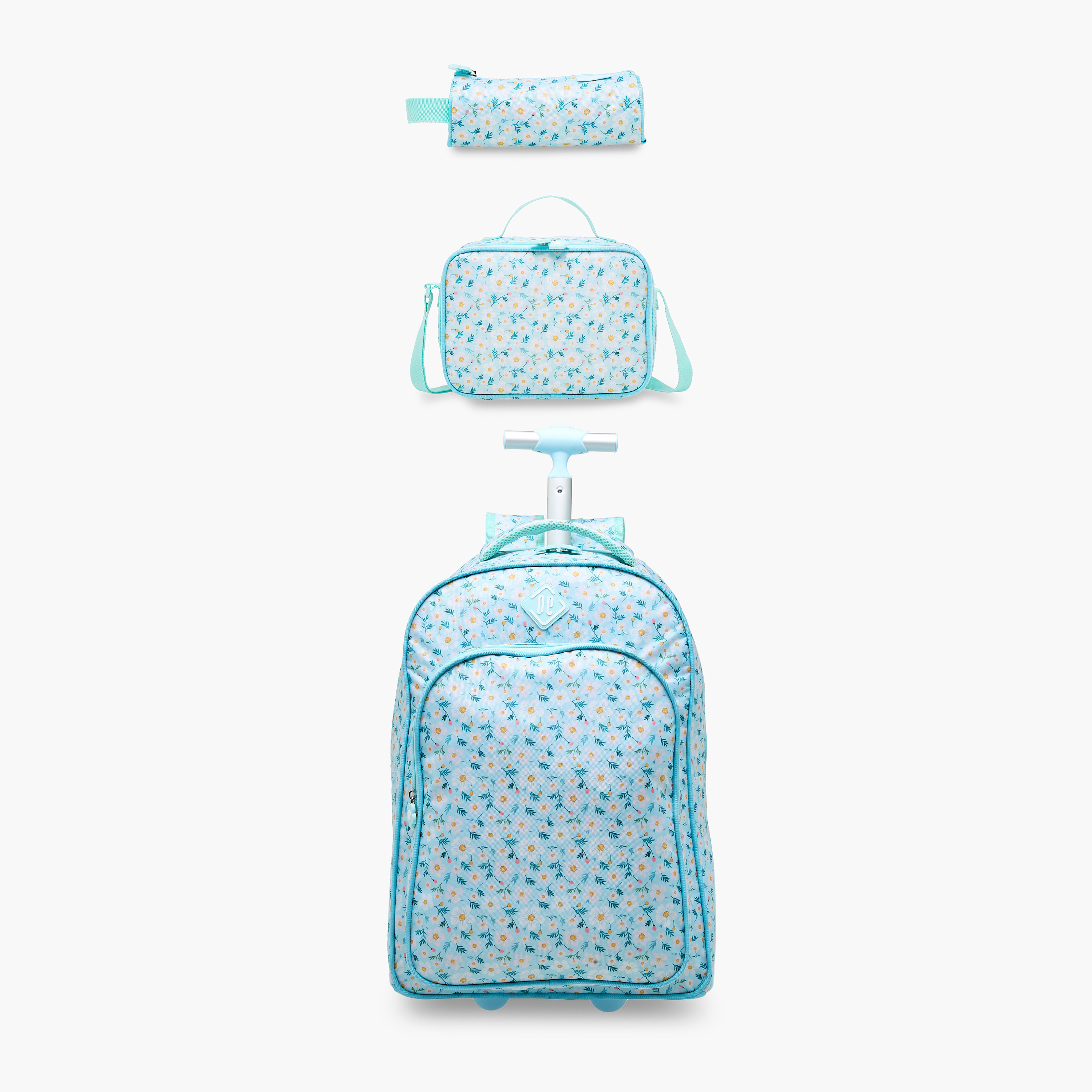New Expressions Floral 3-Piece School Trolley Bag Set for Girls 8-13 Years with Lunch Bag and Pencil Pouch -school-bagsandbackpacks-trolleybags-image-1