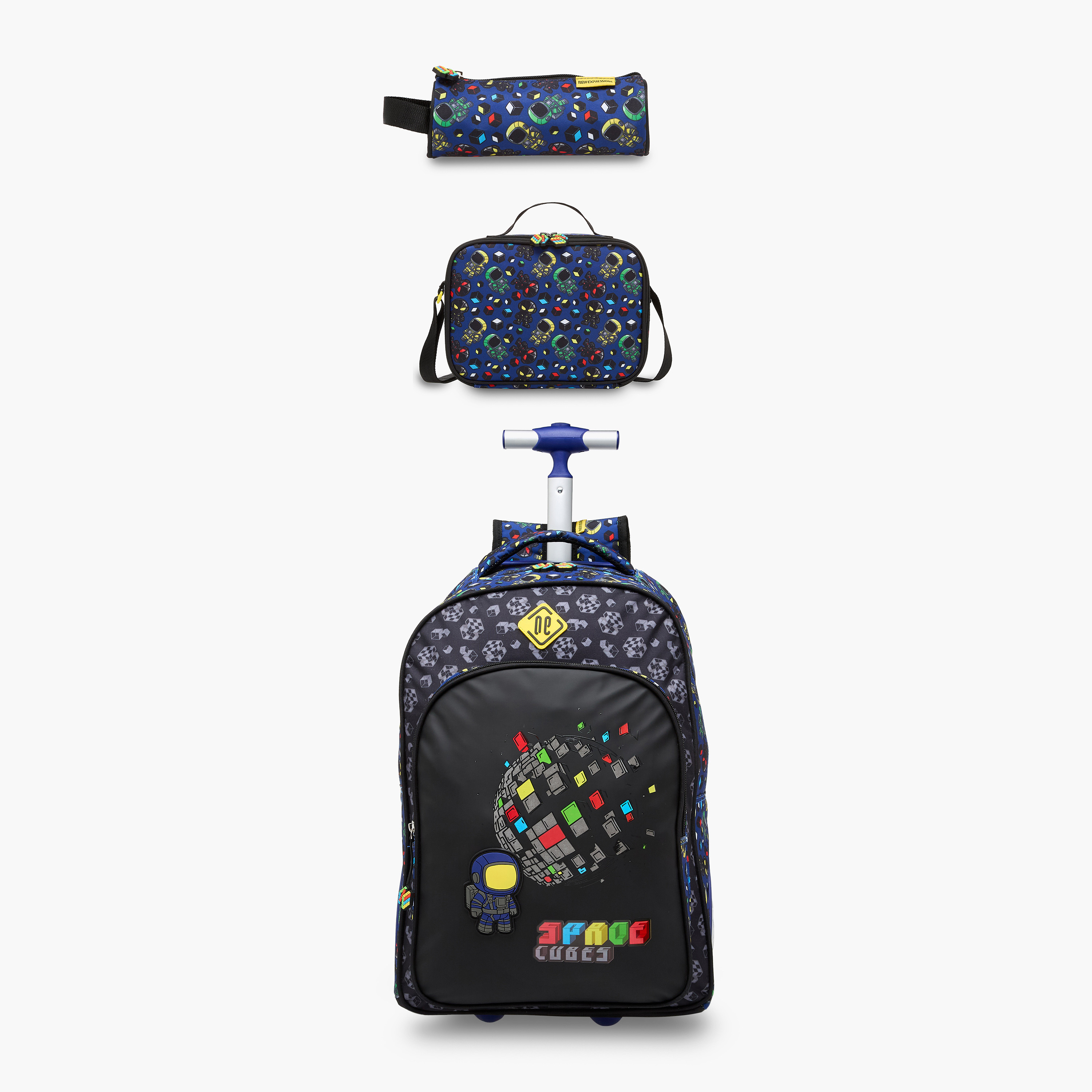 New Expressions Gaming 3-Piece School Trolley Bag Set for Boys 8-13 Years with Lunch Bag and Pencil Pouch -school-bagsandbackpacks-trolleybags-image-1