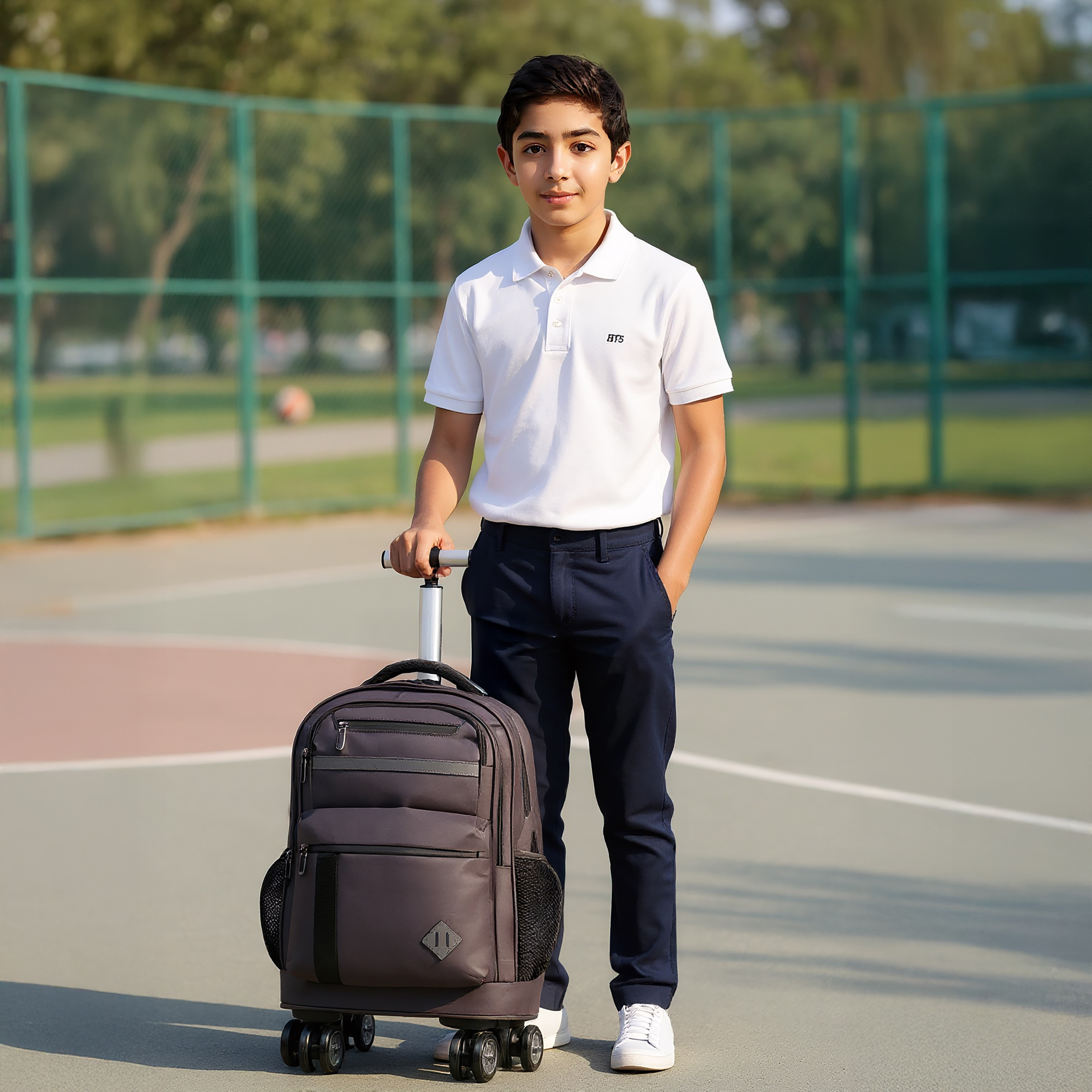 Solid Trolley Bag for Kids 8-13 Years with Padded Shoulder Straps – 18 inches-school-bagsandbackpacks-trolleybags-image-3