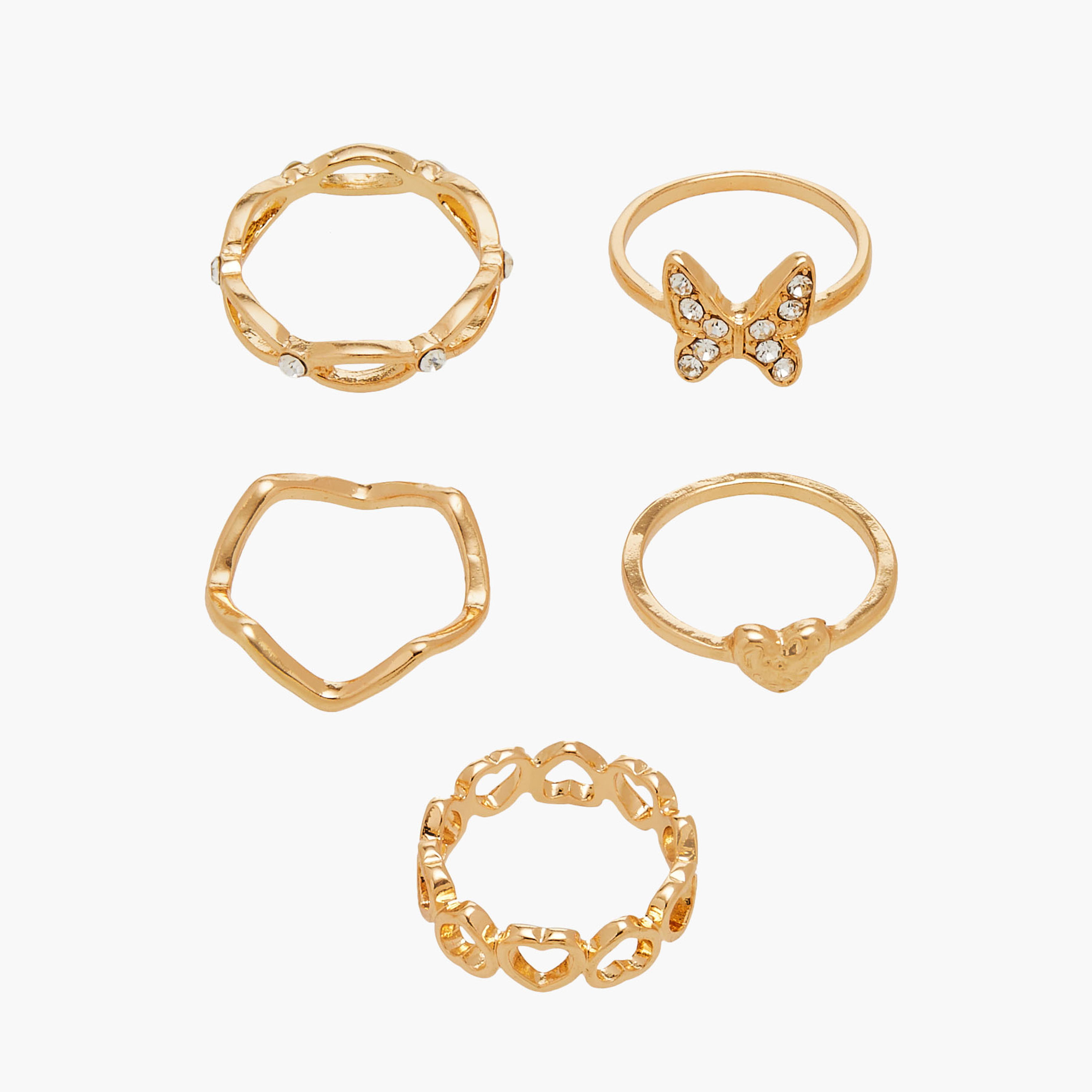 Assorted Metallic Ring - Set of 5-women-watchesandjewellery-jewellery-rings-image-1