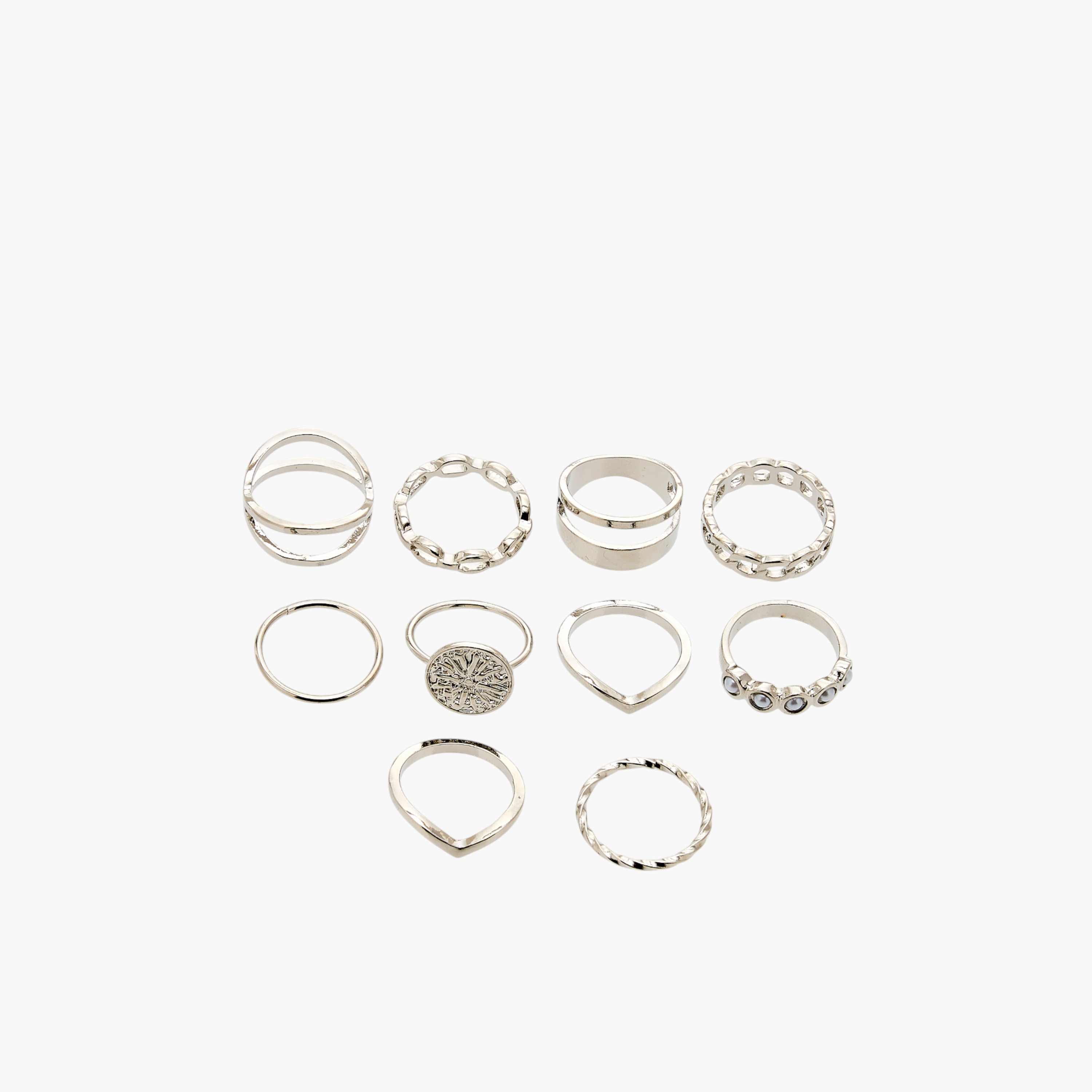 Assorted Metallic Ring - Set of 10-women-watchesandjewellery-jewellery-rings-image-1