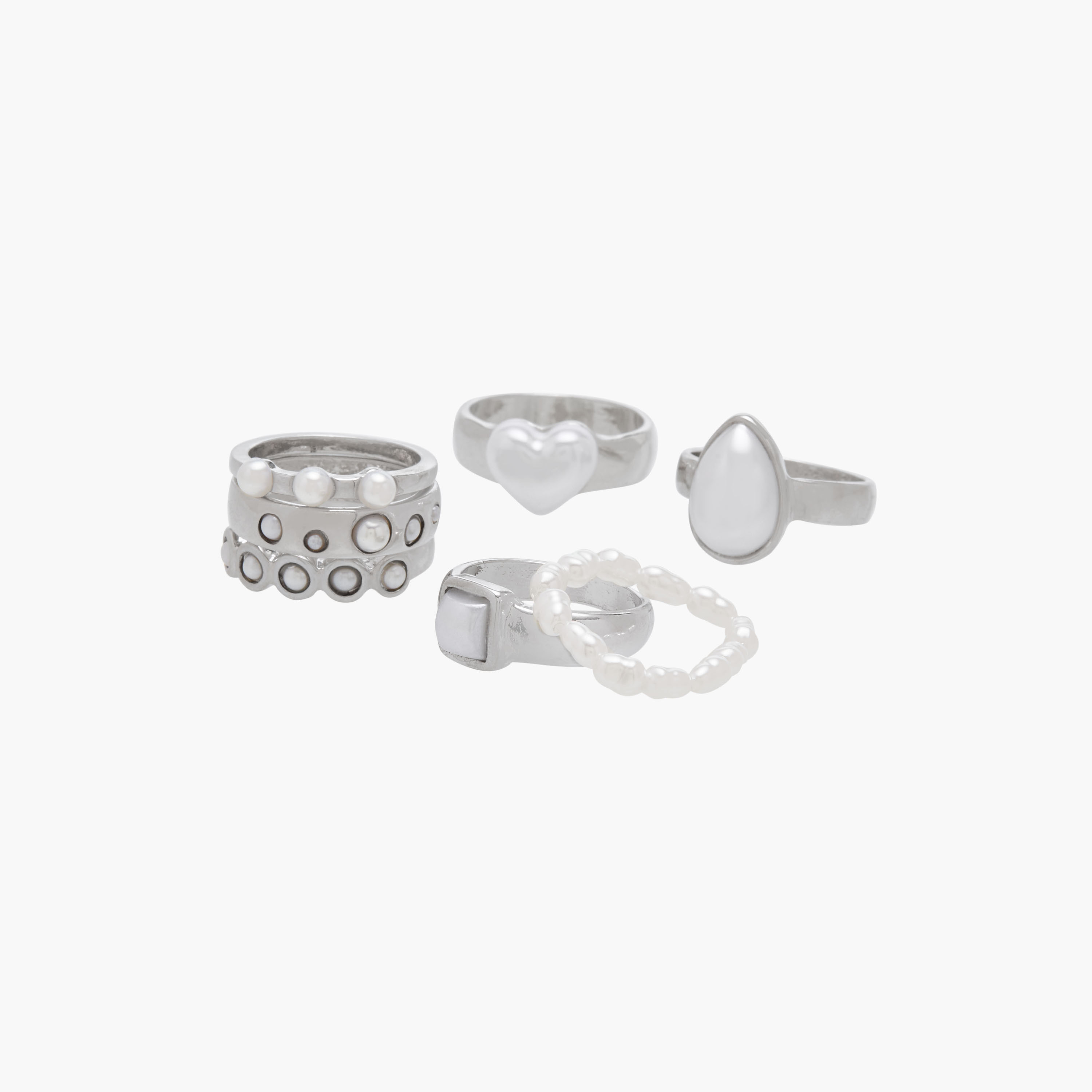 Pearl Embellished Ring - Set of 7-women-watchesandjewellery-jewellery-rings-image-2