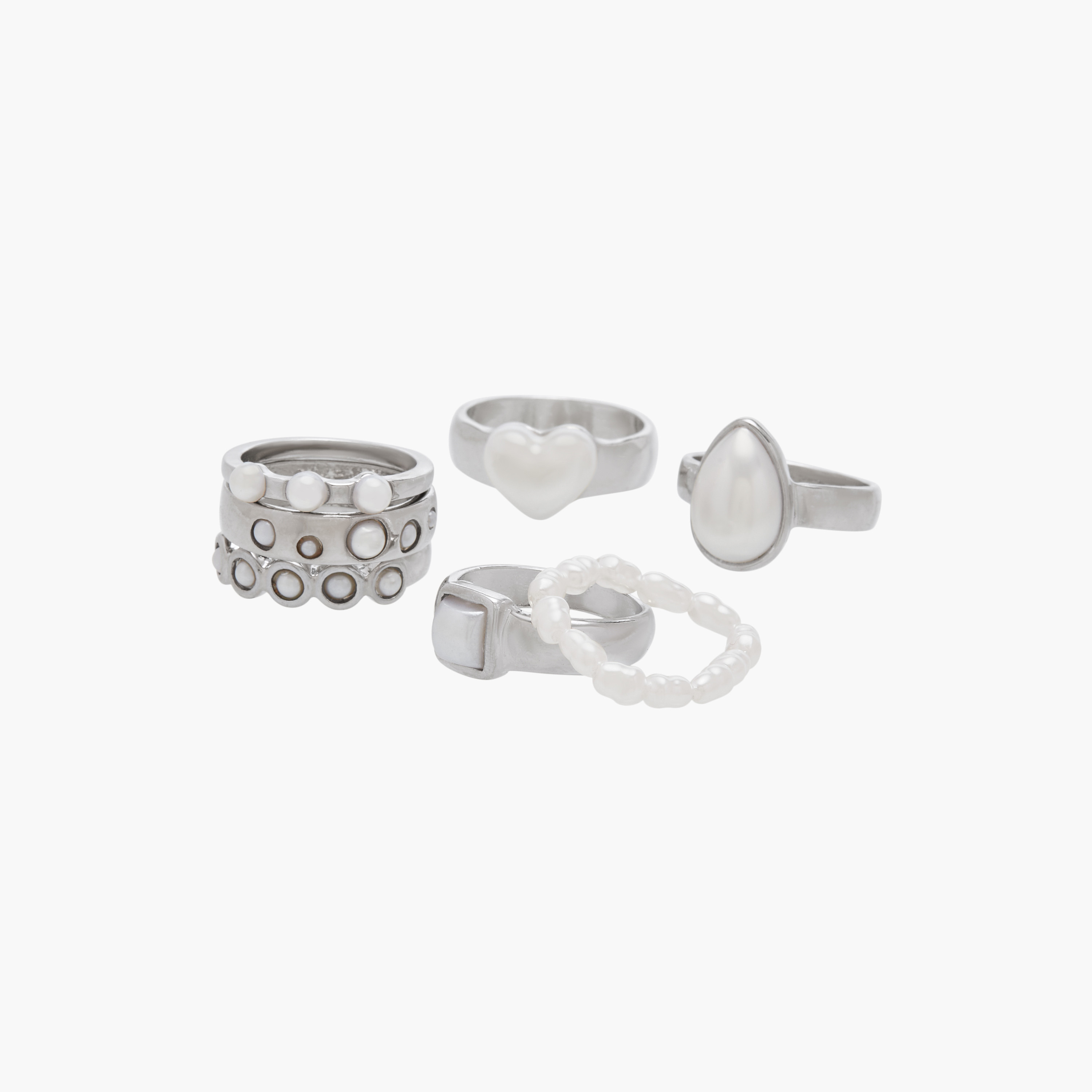 Pearl Embellished Rings - Set of 7-women-watchesandjewellery-jewellery-rings-image-2