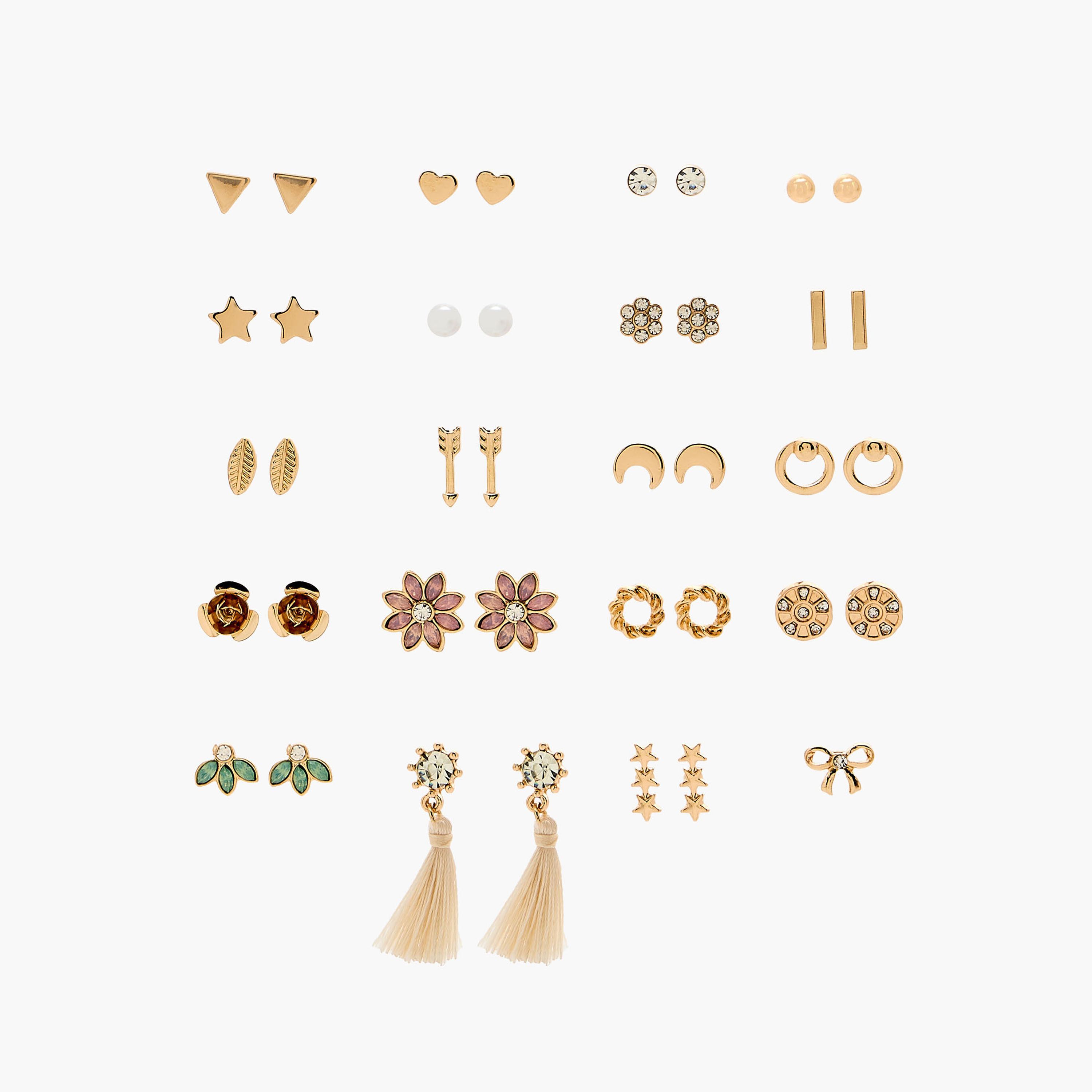 Assorted Metallic Earrings with Pushback Closure - Set of 20-women-watchesandjewellery-jewellery-earrings-image-1