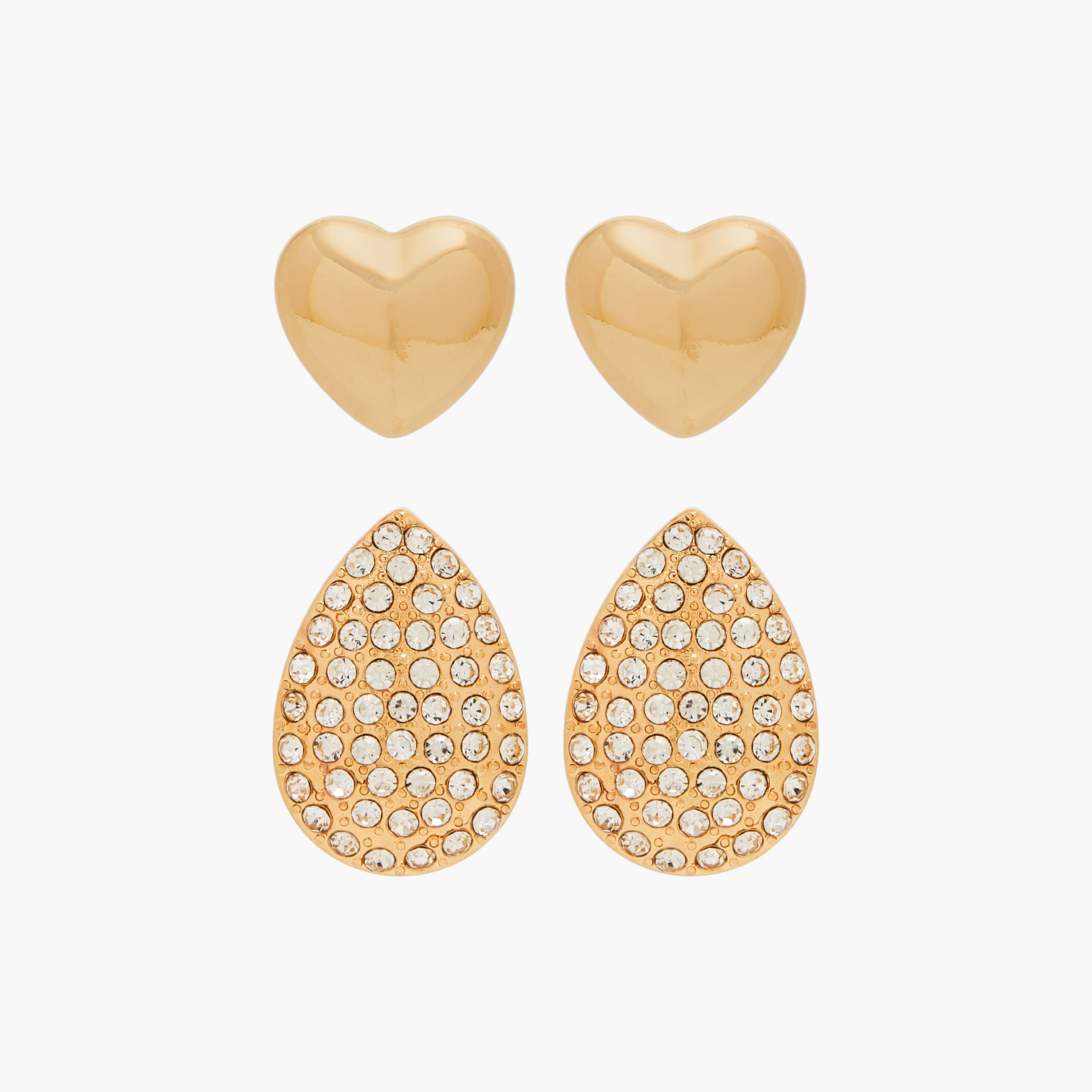 Assorted Metallic Stud Earrings with Pushback Closure - Set of 2-women-watchesandjewellery-jewellery-earrings-image-1