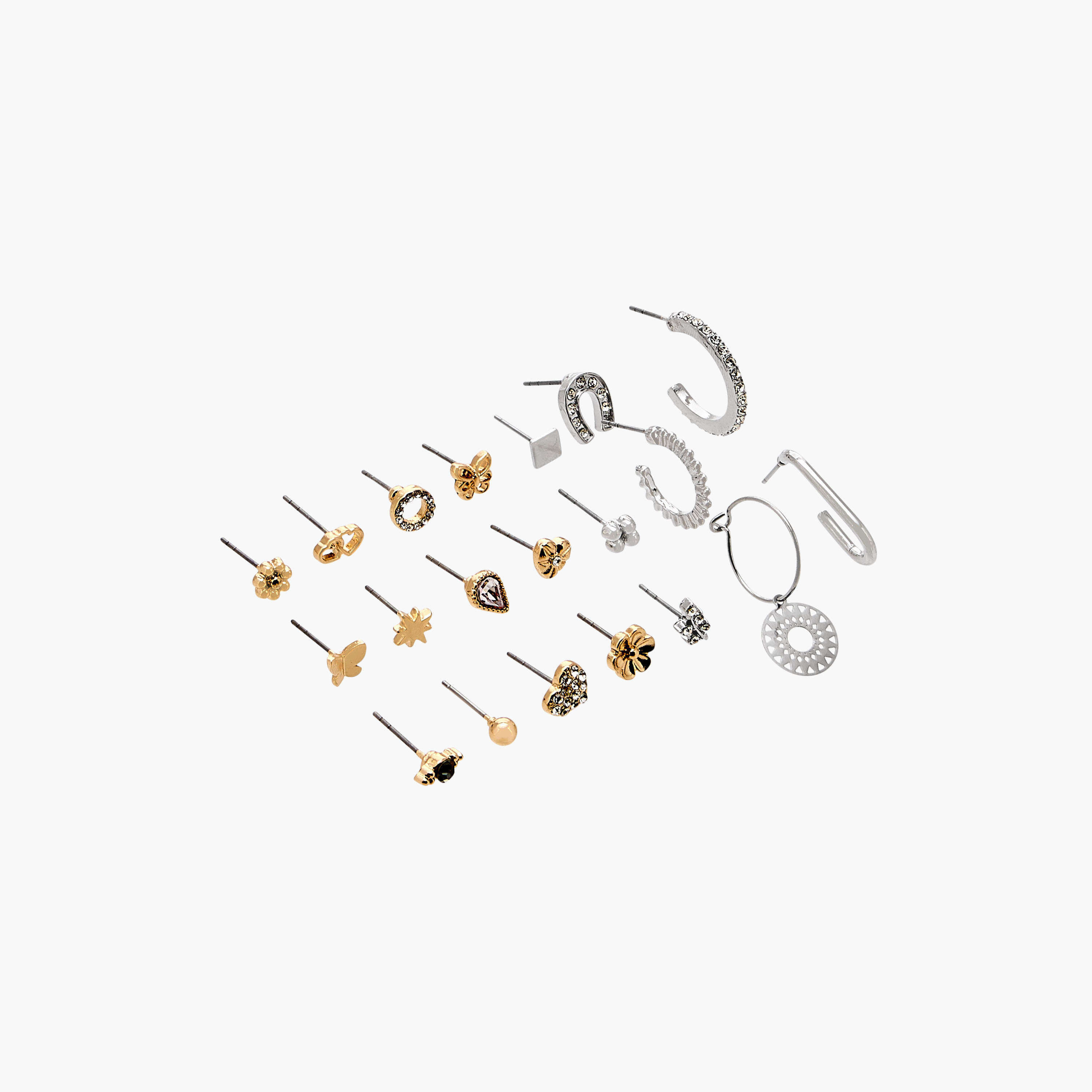 Assorted Metallic Earrings with Pushback Closure - Set of 20-women-watchesandjewellery-jewellery-earrings-image-2