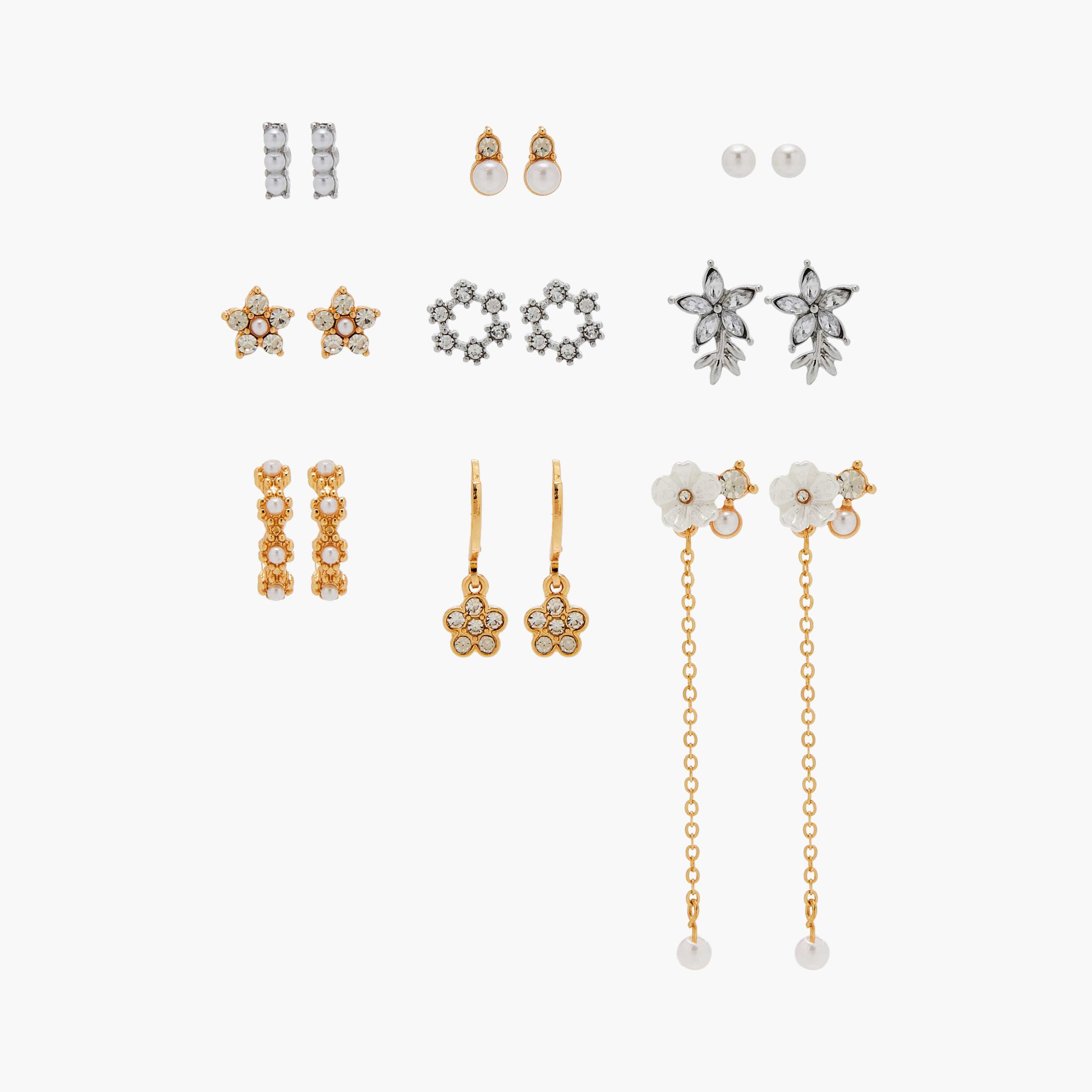 Embellished Earrings with Pushback Closure - Set of 9-women-watchesandjewellery-jewellery-earrings-image-1