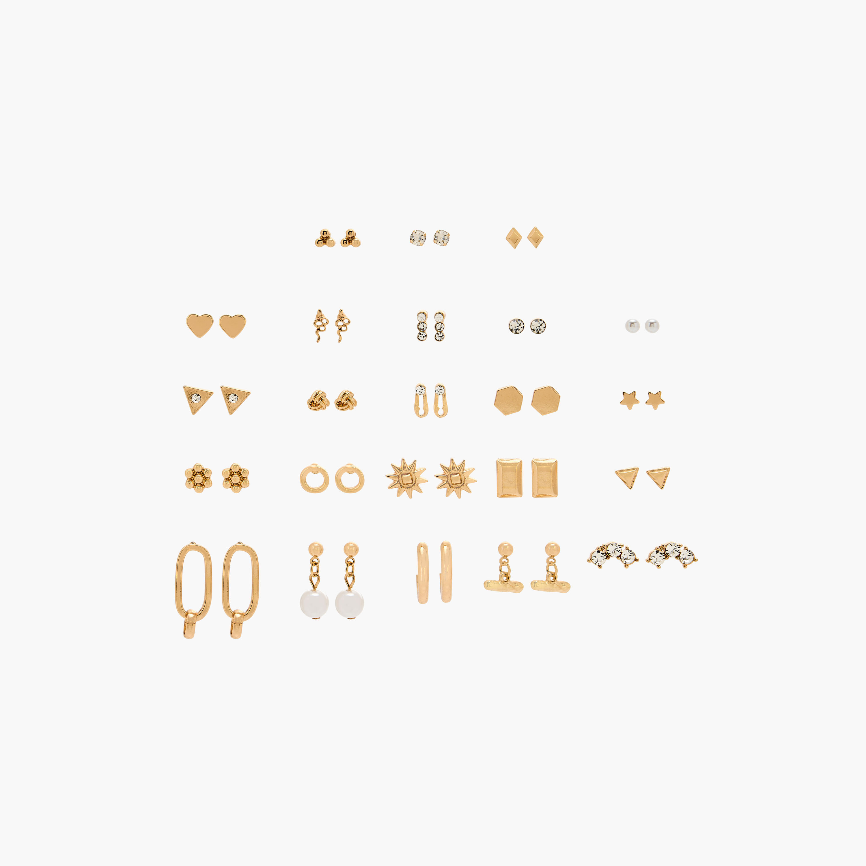 Metallic Assorted Earrings with Pushback Closure - Set of 23-women-watchesandjewellery-jewellery-earrings-image-1