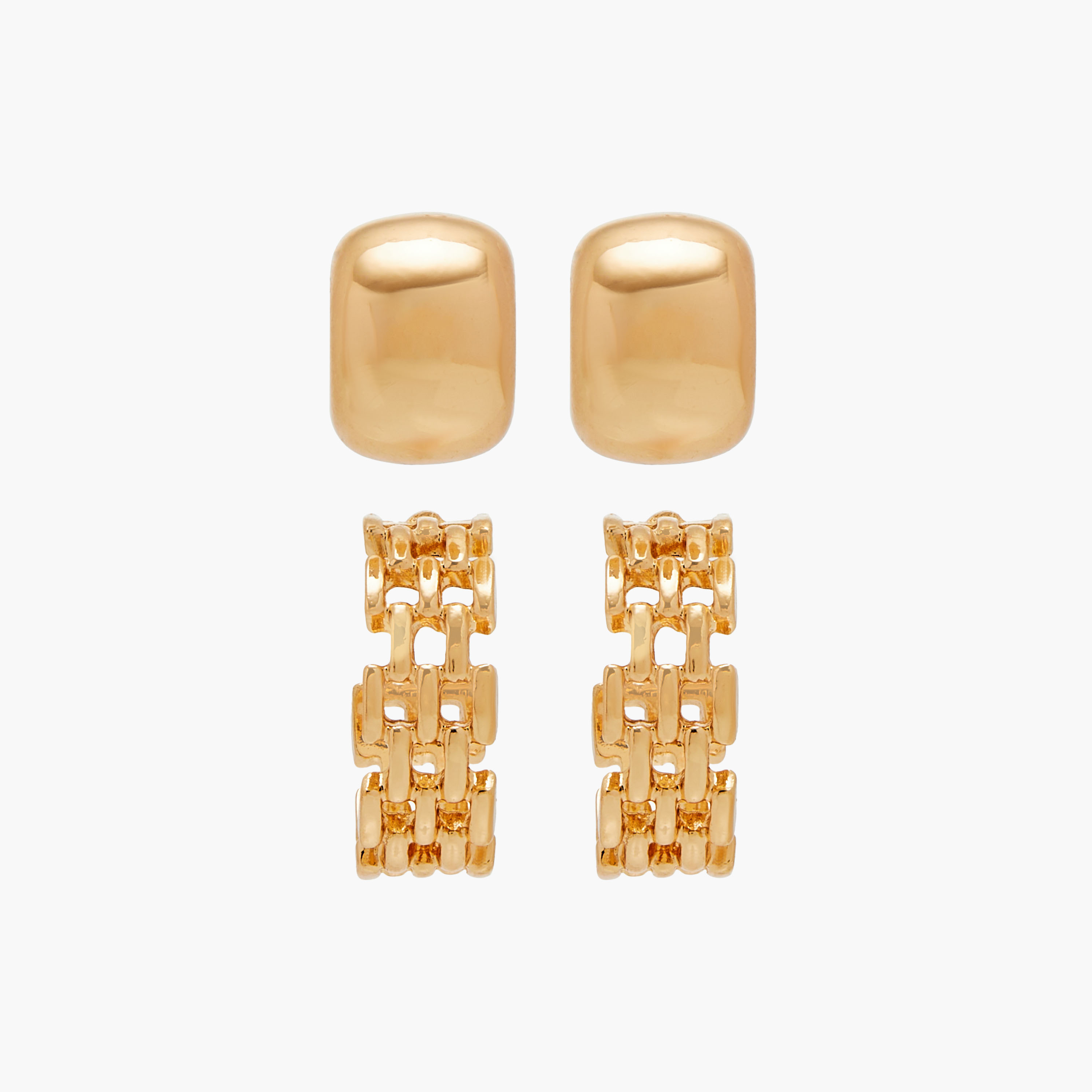 Assorted Metallic Earrings with Pushback Closure - Set of 2-women-watchesandjewellery-jewellery-earrings-image-1