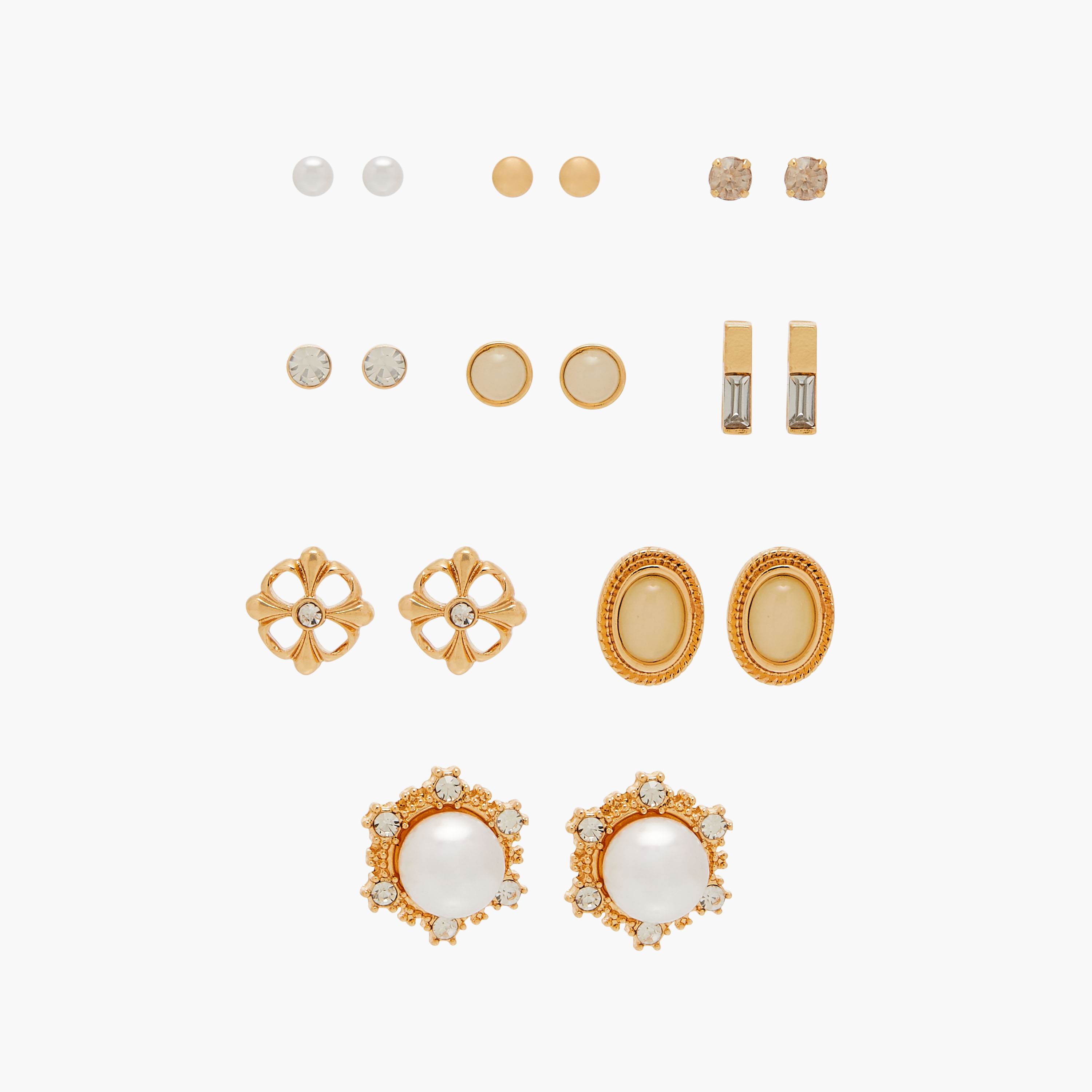 Embellished Stud Earrings with Pushback Closure - Set of 9-women-watchesandjewellery-jewellery-earrings-image-1