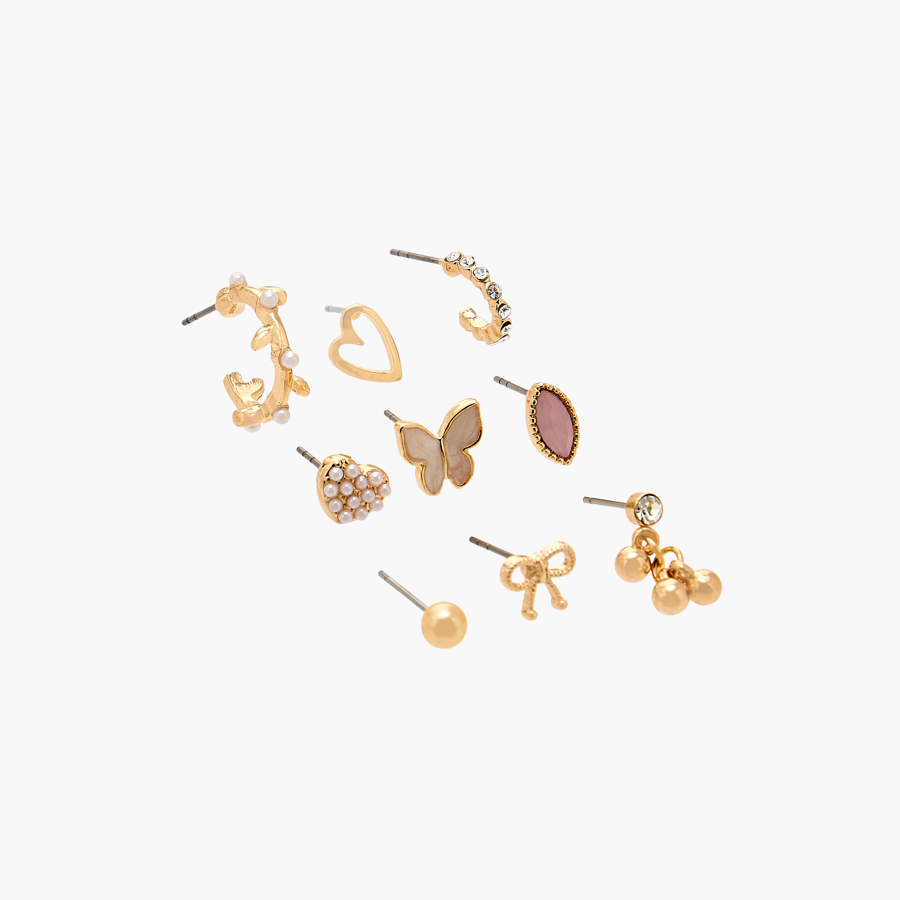 Assorted Metallic Earrings with Pushback Closure - Set of 9-women-watchesandjewellery-jewellery-earrings-image-2