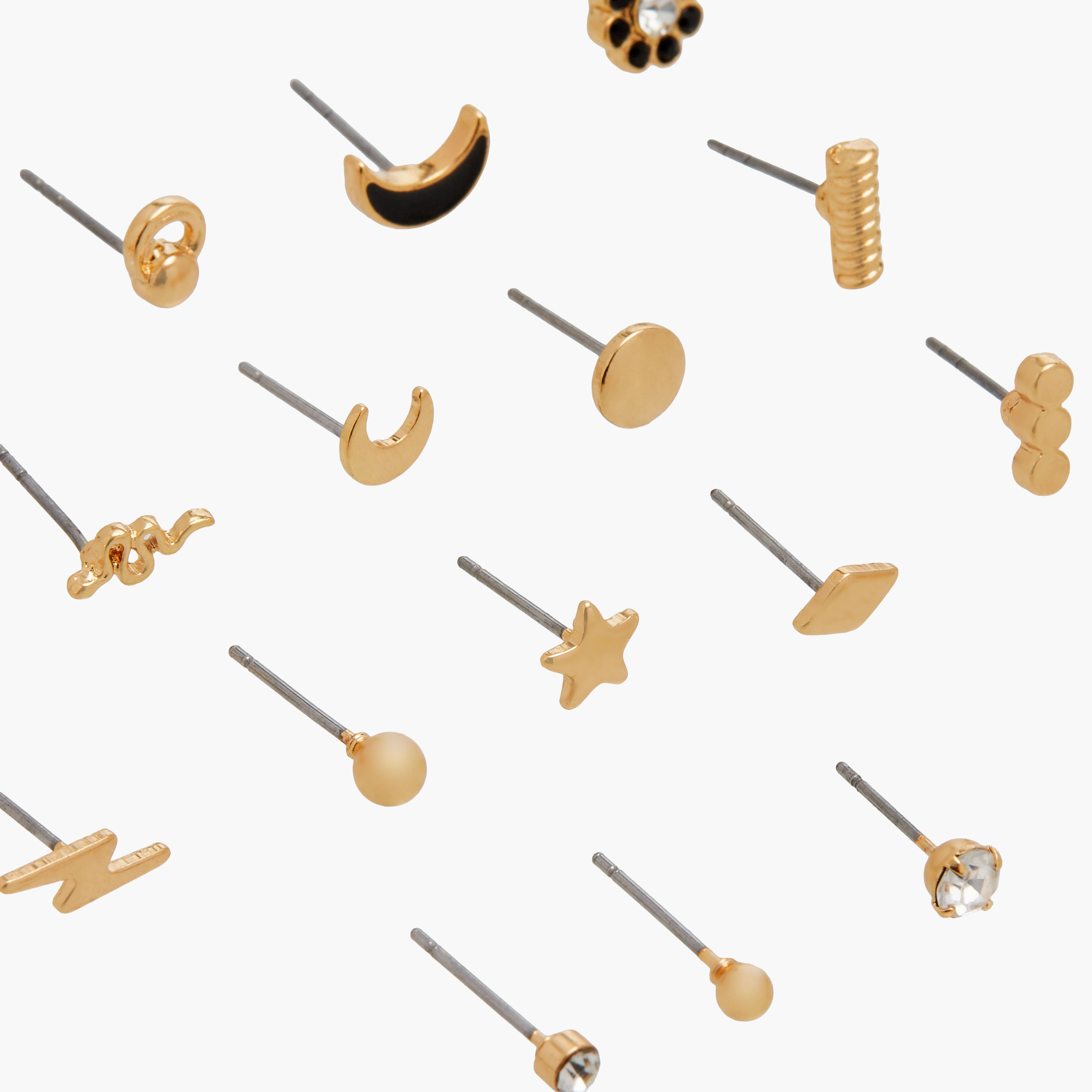 حلقان ميتاليك متنوعة مع زر ضغط خلفي - طقم 25 زوج-women-watchesandjewellery-jewellery-earrings-image-3