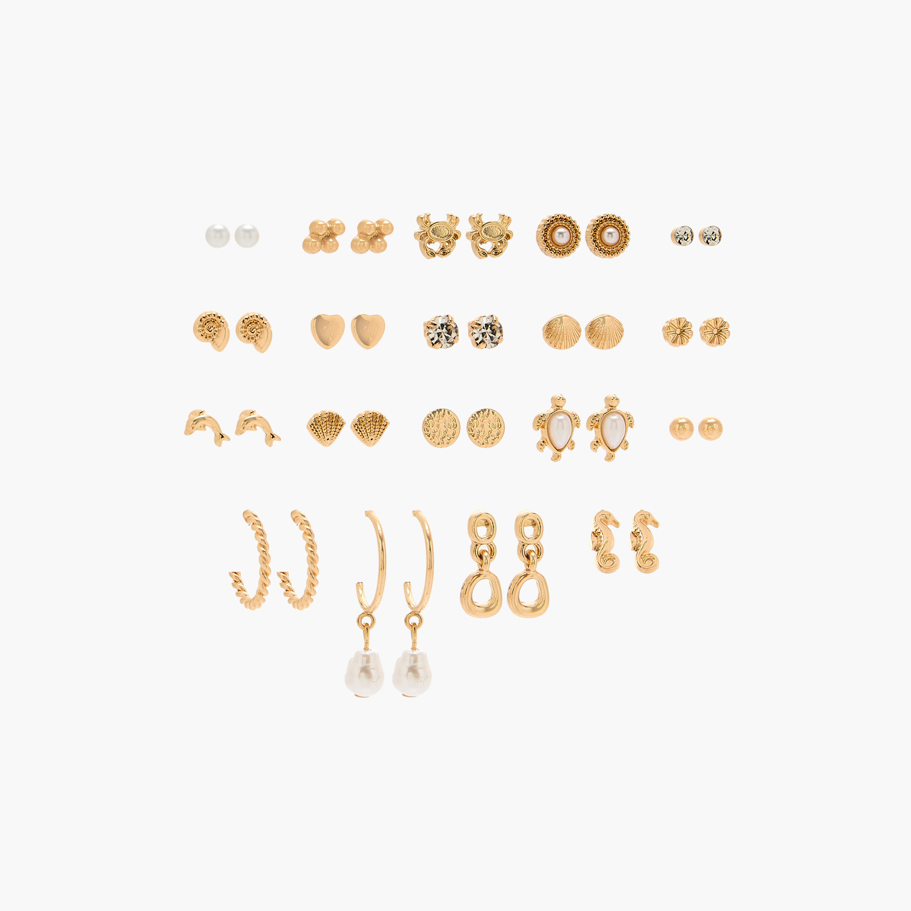 Assorted Metallic Earrings with Pushback Closure - Set of 20-women-watchesandjewellery-jewellery-earrings-image-1