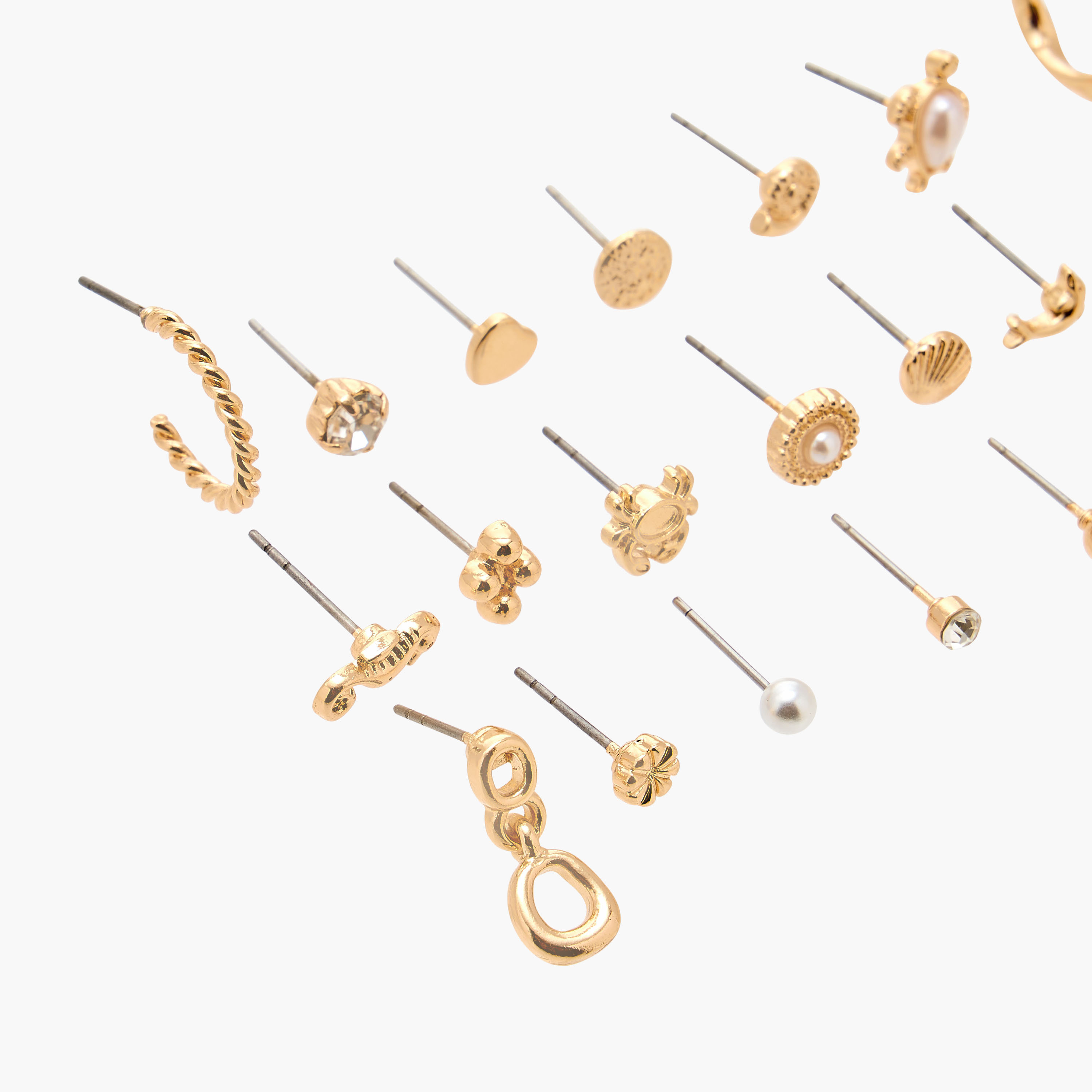 Assorted Metallic Earrings with Pushback Closure - Set of 20-women-watchesandjewellery-jewellery-earrings-image-3