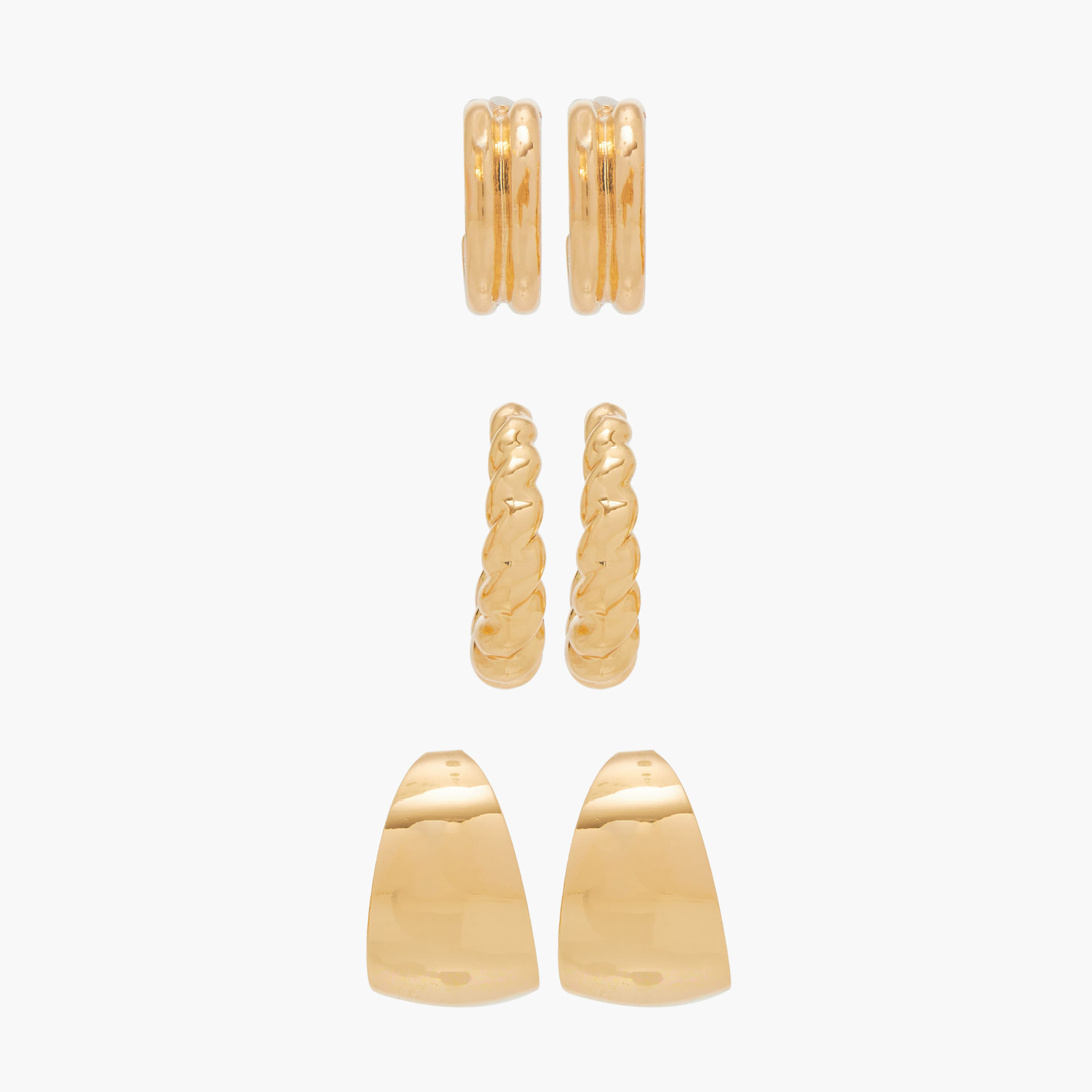 Assorted Metallic Earrings with Pushback Closure - Set of 3-women-watchesandjewellery-jewellery-earrings-image-1