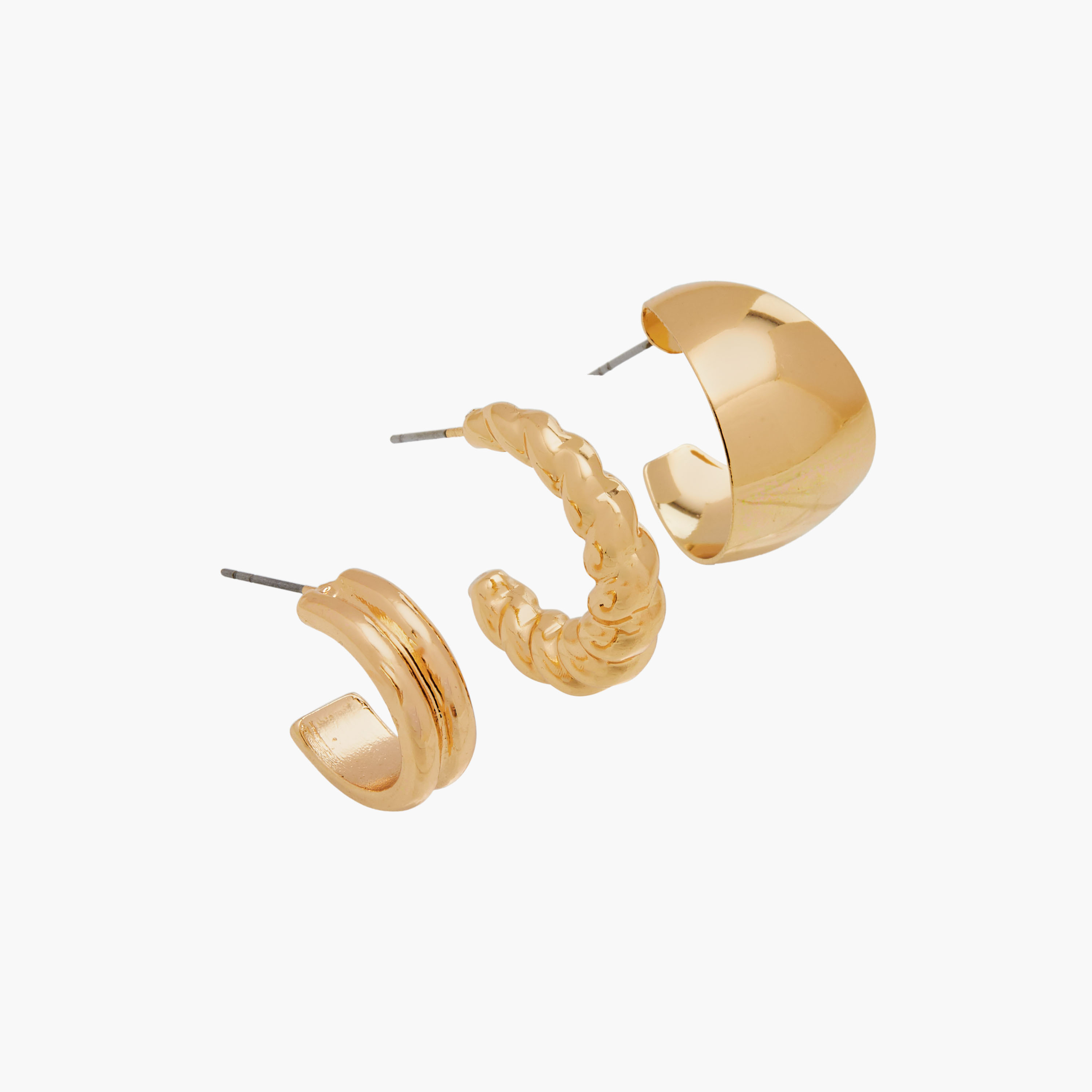 Assorted Metallic Earrings with Pushback Closure - Set of 3-women-watchesandjewellery-jewellery-earrings-image-6