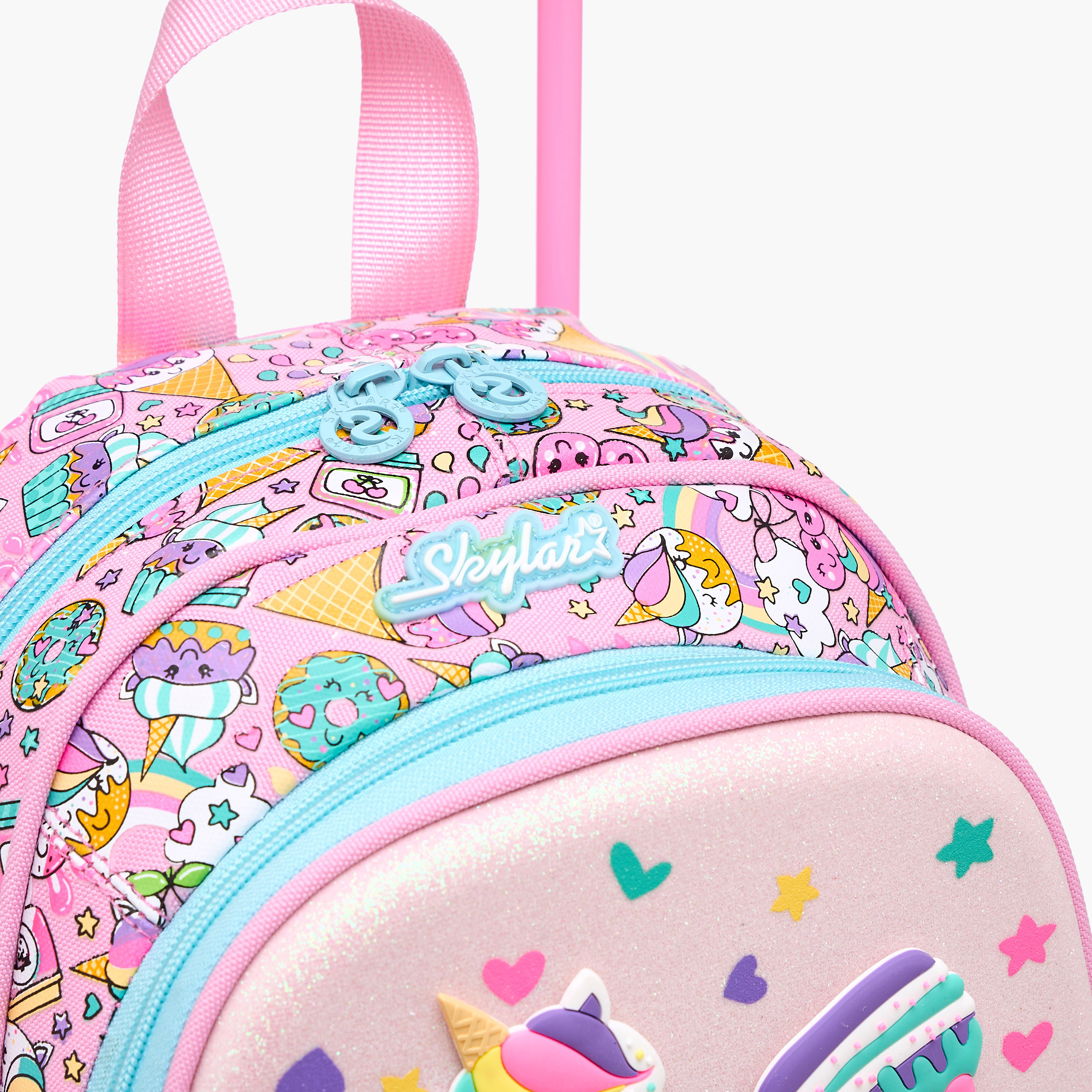 Skylar Ice Cream Trolley Bag for Girls 2-5 Years with Padded Shoulder Straps -school-bagsandbackpacks-trolleybags-image-9