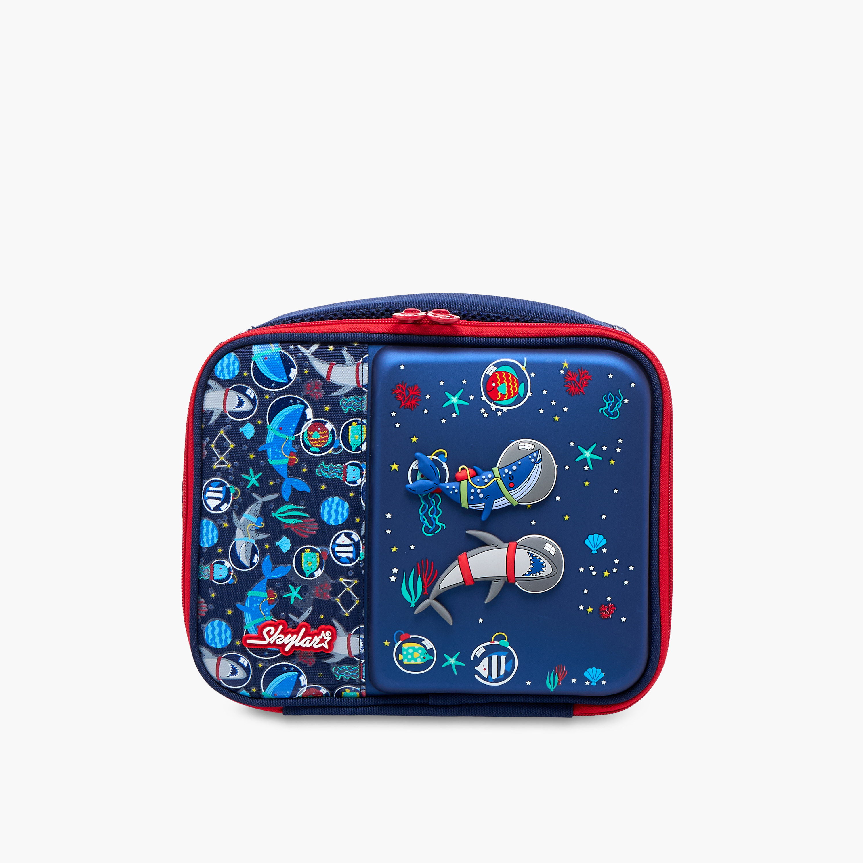 Skylar Astronaut Shark Print Lunch Bag with Zip Closure-school-lunchessentials-lunchbags-image-1