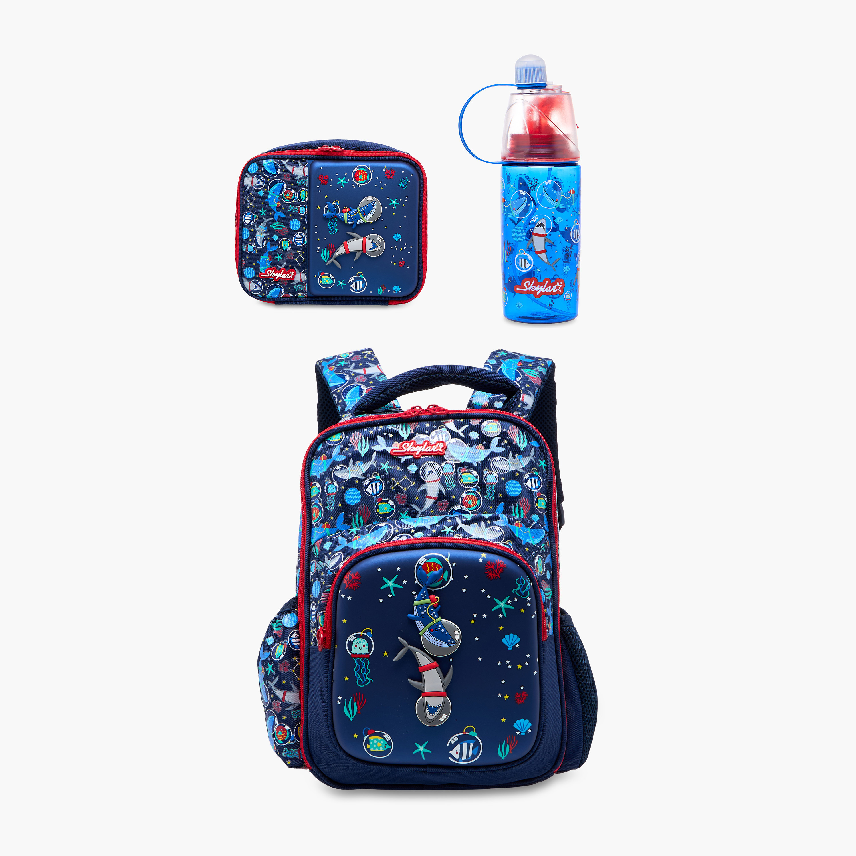 Skylar Astronaut Shark Print Lunch Bag with Zip Closure-school-lunchessentials-lunchbags-image-10