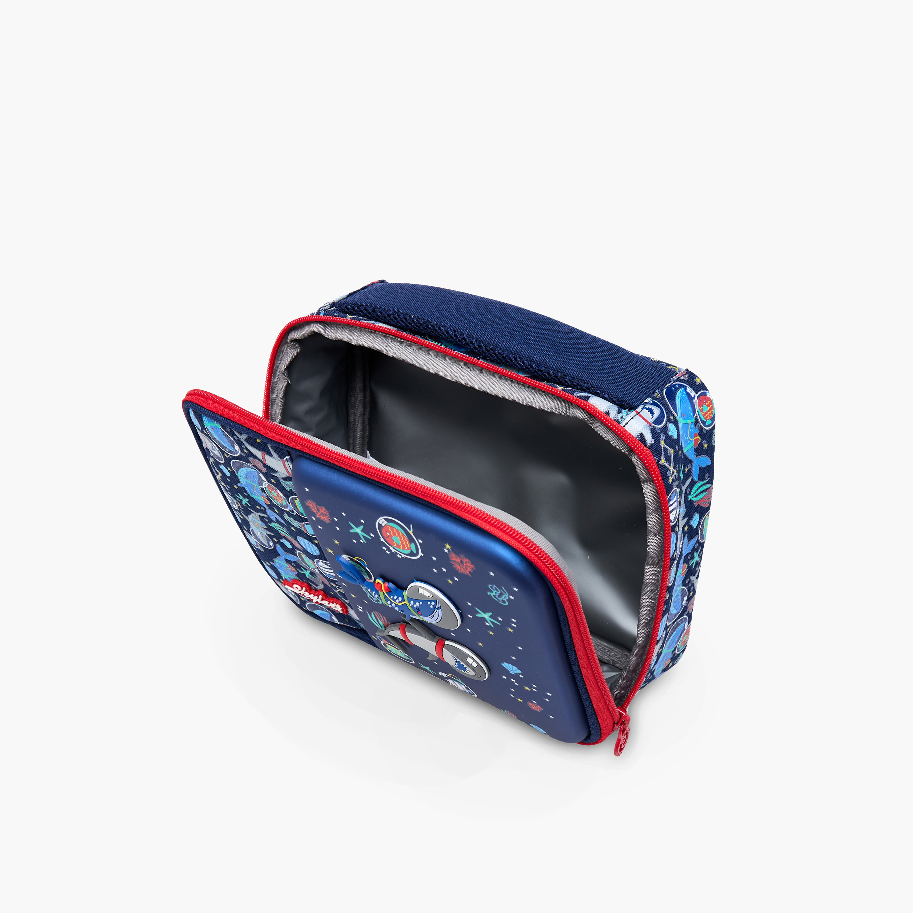 Skylar Astronaut Shark Print Lunch Bag with Zip Closure-school-lunchessentials-lunchbags-image-8