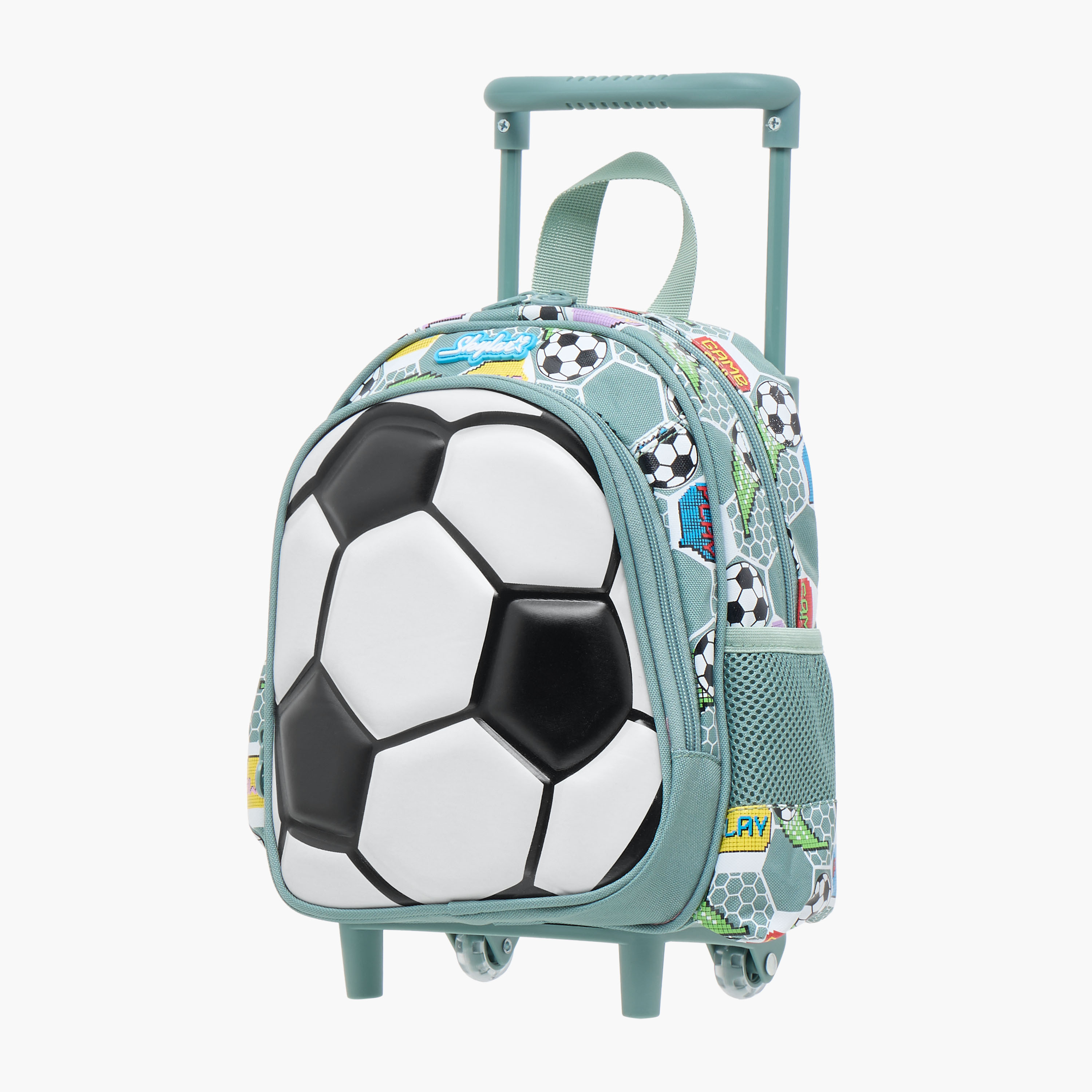 Skylar 3D Football Textured Trolley Bag for Boys 2-5 Years with Retractable Handle-school-bagsandbackpacks-trolleybags-image-2