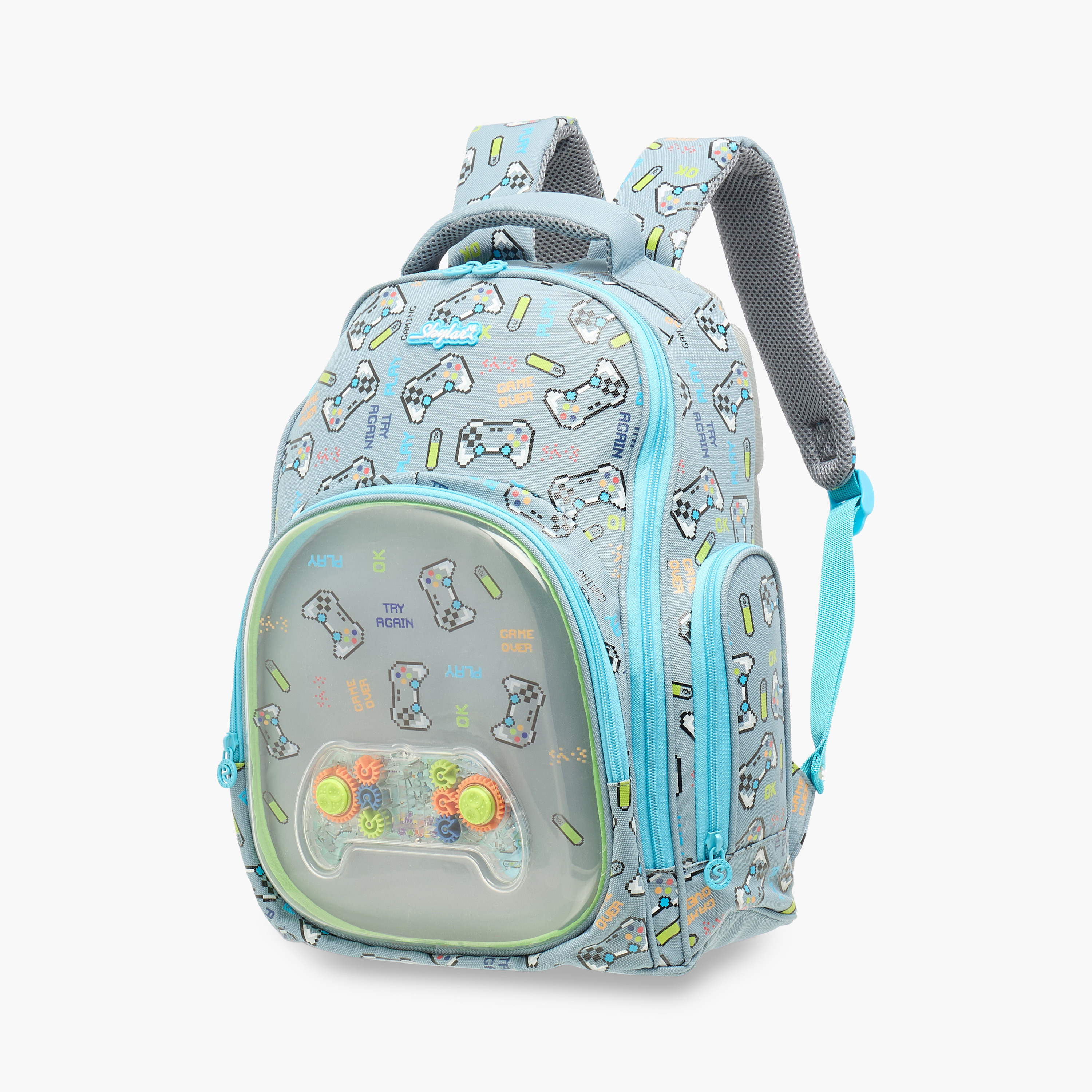 Skylar Gamer Print Backpack with Adjustable Straps and Zip Closure - 21x10x10 cms-school-bagsandbackpacks-backpacks-image-2