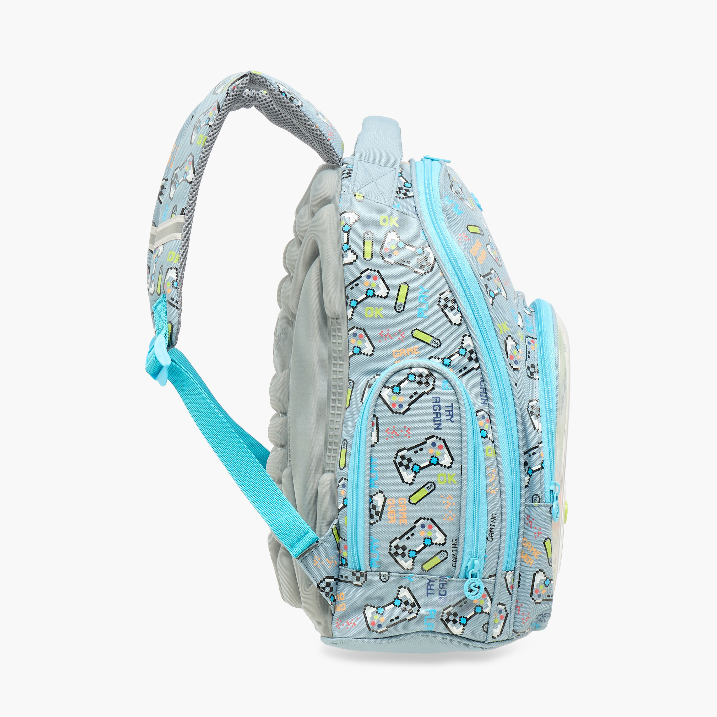 Skylar Gamer Print Backpack with Adjustable Straps and Zip Closure - 21x10x10 cms-school-bagsandbackpacks-backpacks-image-3